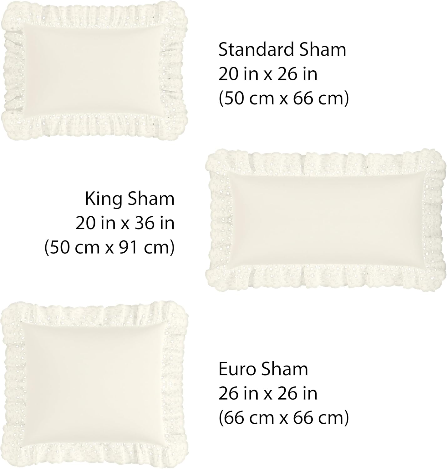 Fresh Ideas Eyelet Ruffled Pillow Sham Euro, Ivory image number 1