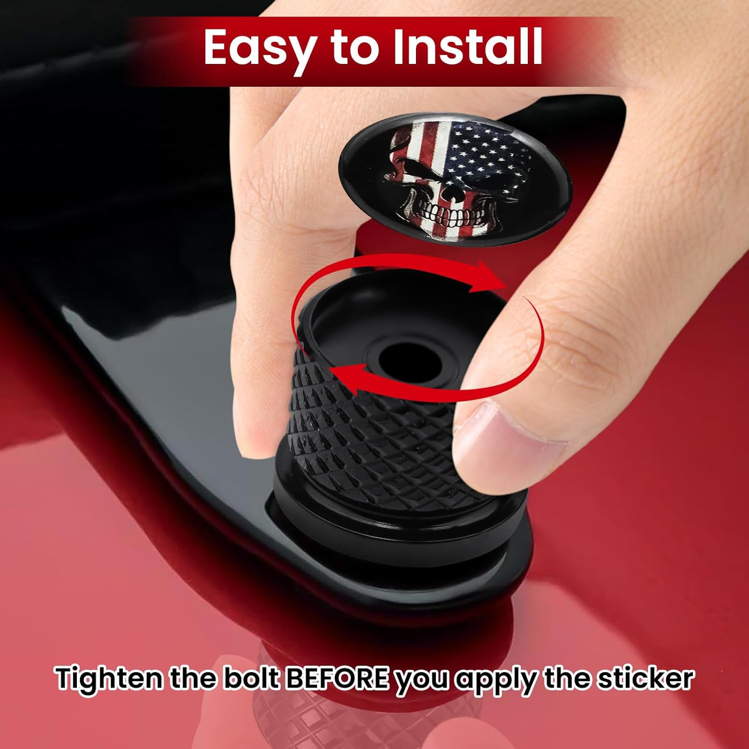 Stainless Knurled Fender Seat Bolt Screw 1/4"-20 Thread for Harley Davidson - American Skeleton - Black image number 3