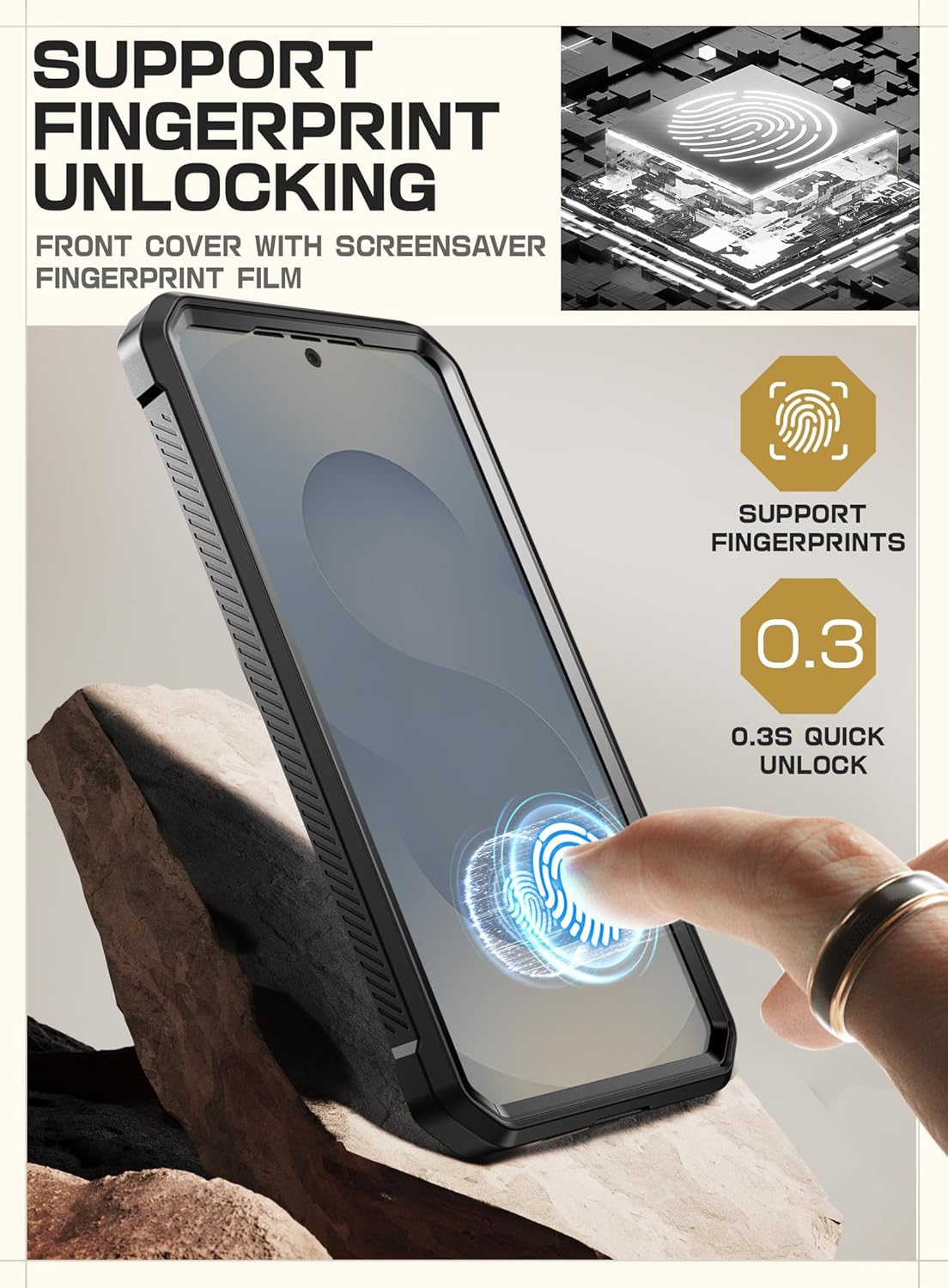 SUPCASE for Samsung Galaxy S25 Case with Stand (Unicorn Beetle Pro), [2 Front Frames] [Built-In Screen Protector & Belt-Clip] Military-Grade Protection Rugged Phone Case for Galaxy S25 6.2", Black