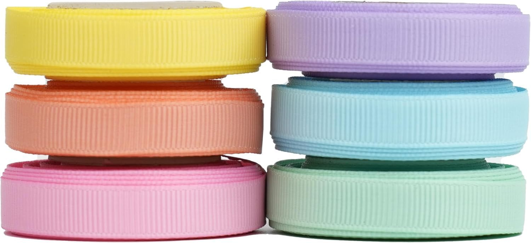 6 Rolls Pastel Ribbon, Pastel Rainbow Ribbon 3/8In Thin Grosgrain Ribbon Assortment, 60 Yards Pastel Colored Craft Ribbon for Crafts Easter Birthday Wedding Hair Bows image number 5
