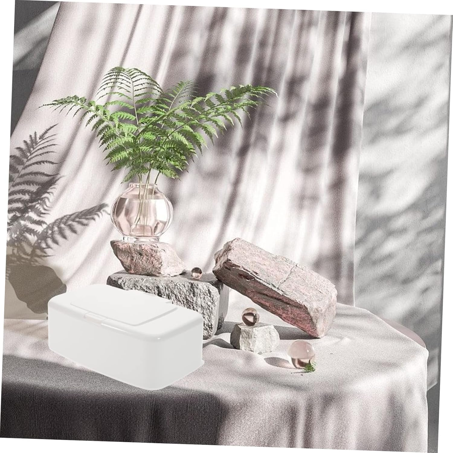 Mikinona Household Wipes Holder Refillable Wipes Dispenser Box with Lid Compact Tissue Storage Case for Living Room Bathroom Nursery Lightweight and Practical Design image number 5