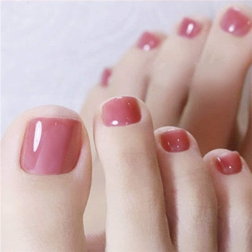 24 Pcs False Nail Tips Full Cover Foot Nailschic Exquisite Bridal Jelly Rose Pink Wear Detachable image number 2