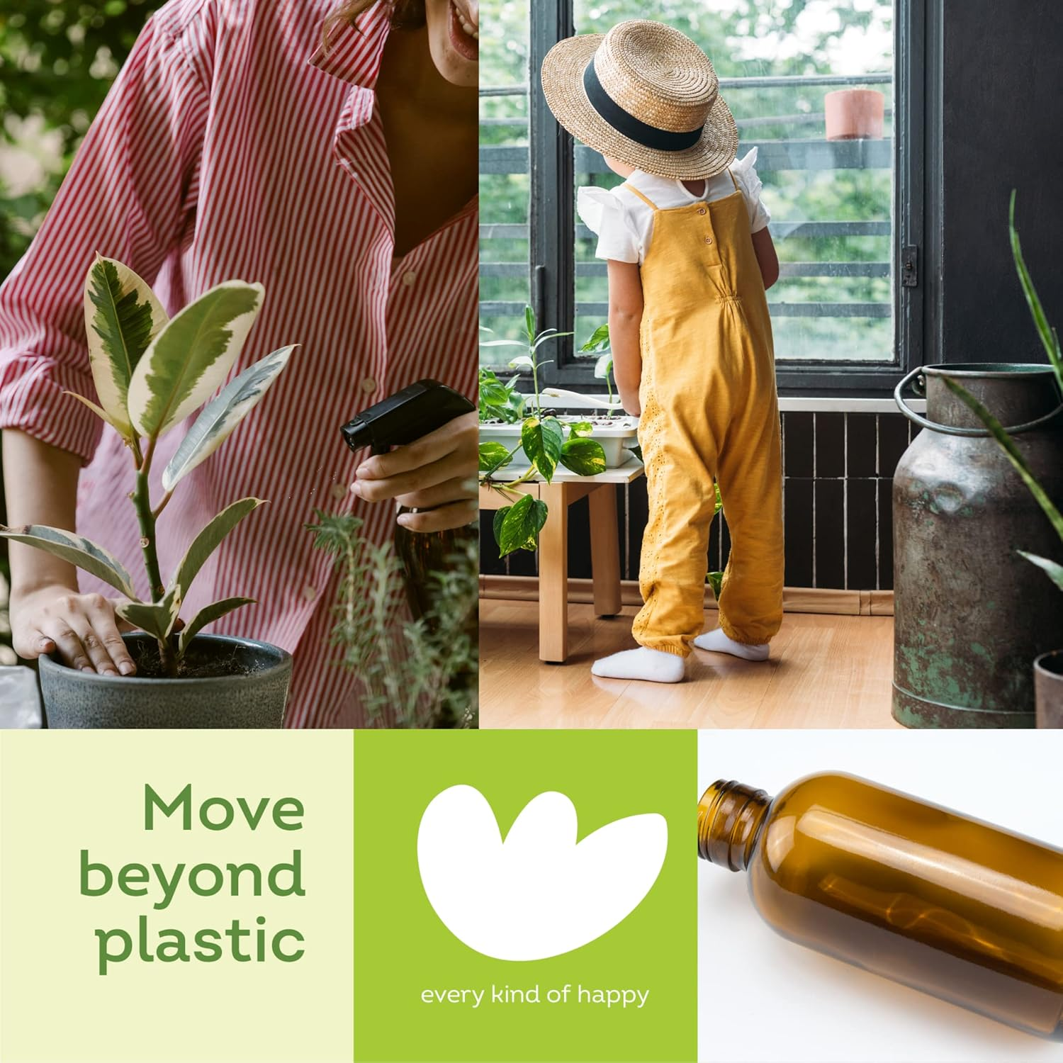 EKOH 2 Pack Glass Bottles 500Ml &ndash; Refillable Pump & Spray Dispensers for Kitchen, Bathroom, Soap, Lotion, Handwash, Dish Soap, Eco-Friendly & Reusable (Amber) - Amber image number 6