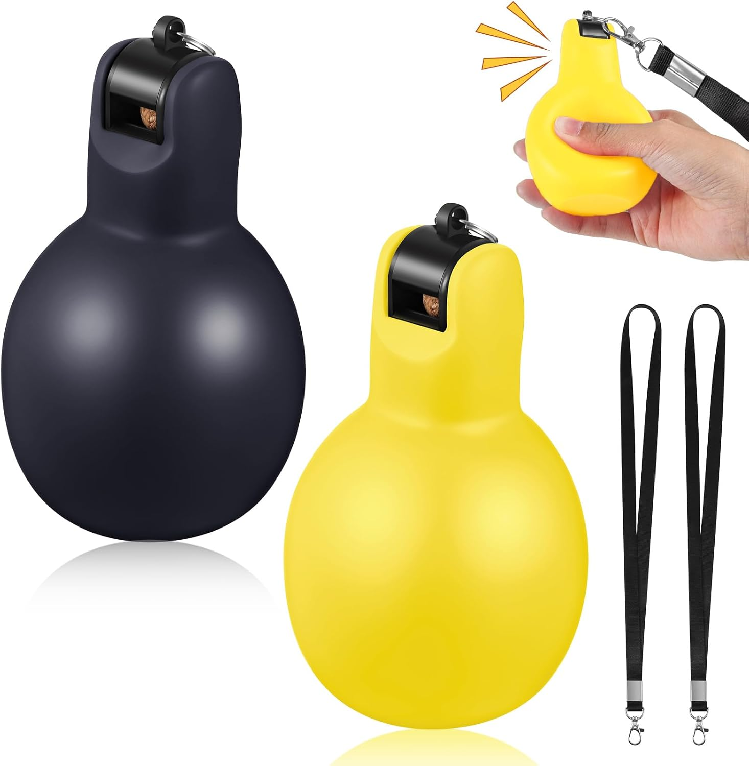 Hand Squeeze Whistles with Lanyards Multicolored Coach Whistle for Coaches Referees Handheld Sports for Indoor Outdoor Home Sports, Soft PVC