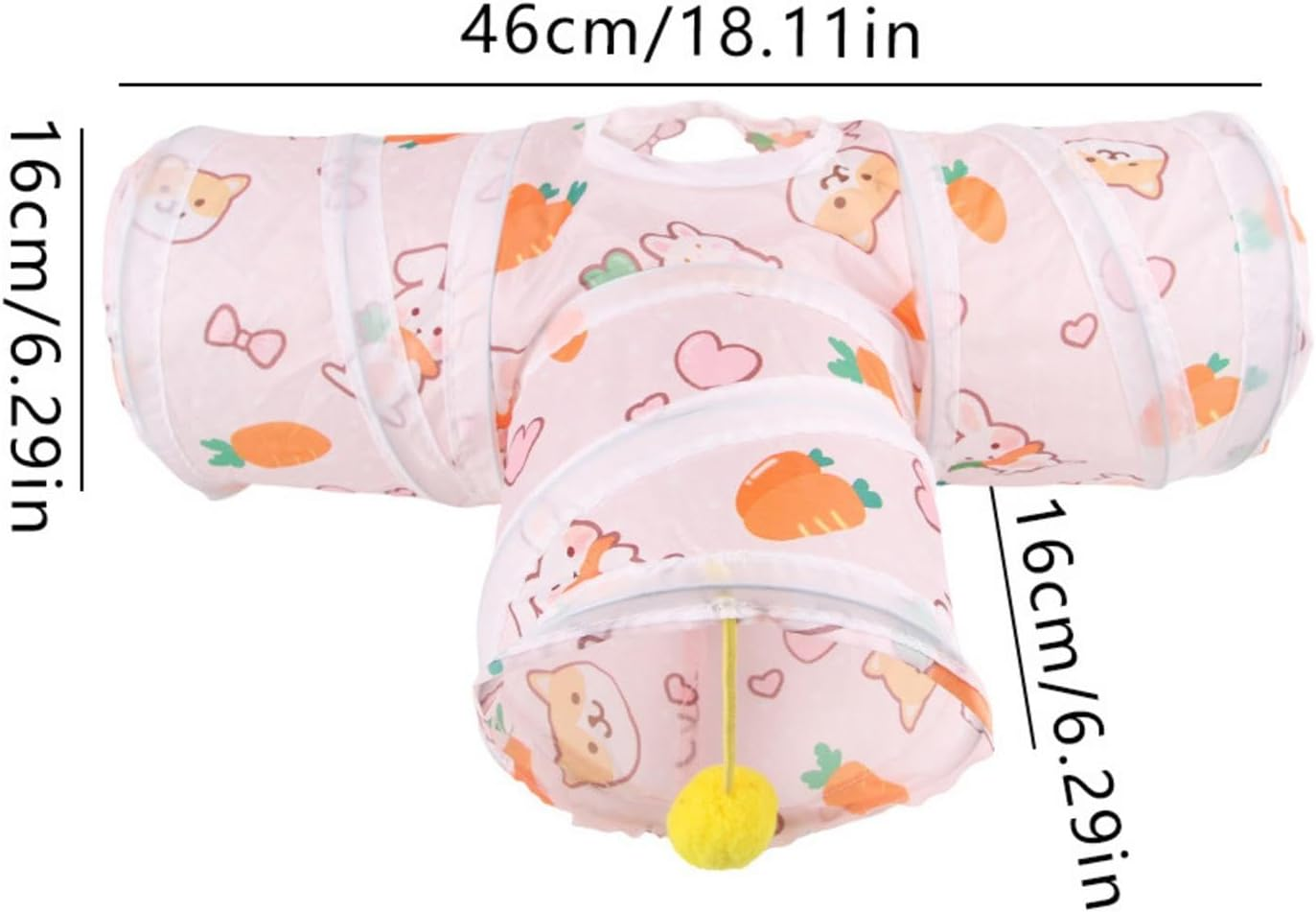 Small Animal Tunnel,Small Pet Exercise Tubes | Foldable Tunnels Cartoon Bunny Hiding Tube Activity Toy for Dwarf Rabbits, Hamster, Kitten - A image number 2