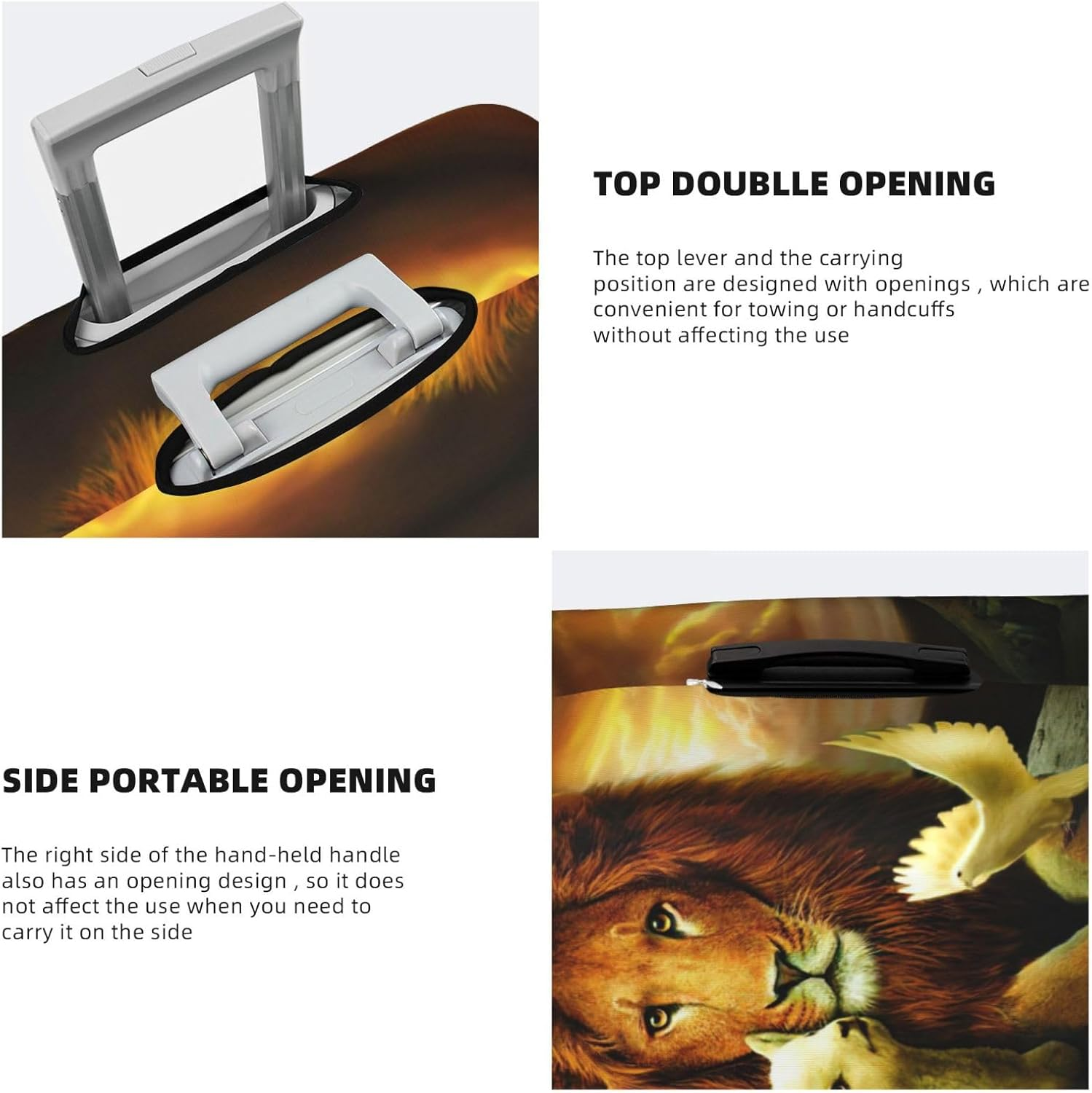 Odddot Sunset Lion Lamb Bird Print Travel Luggage Cover,Suitcase Protector Cover, Washable Baggage Covers,For 18-32 Inch Luggage, Sunset Lion Lamb Bird, Large image number 4