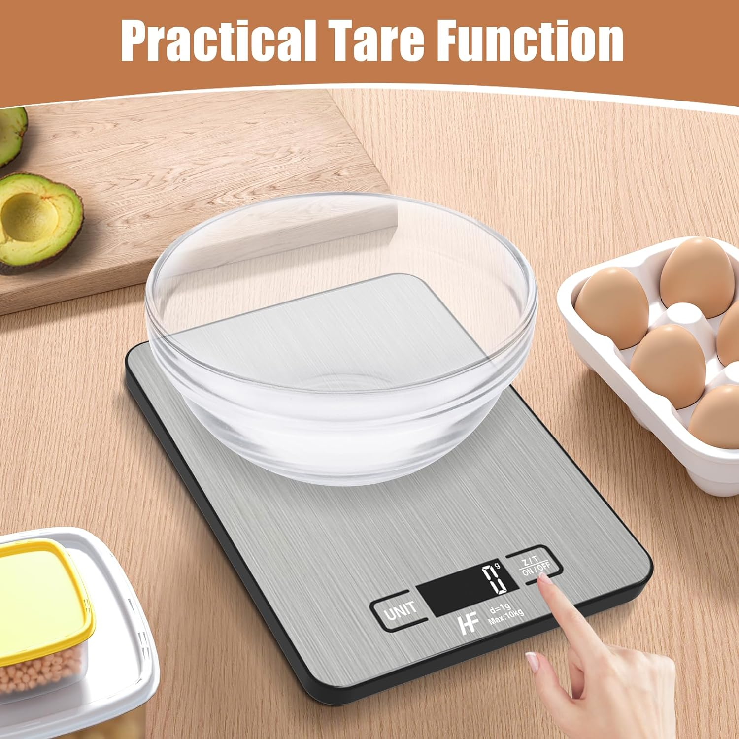 Homefashion 10Kg 1G Digital Kitchen Scales Food Scale Large 23X17Cm Platform Electronic Cooking with Backlit LCD Display Multifunction for Home Office Use image number 5