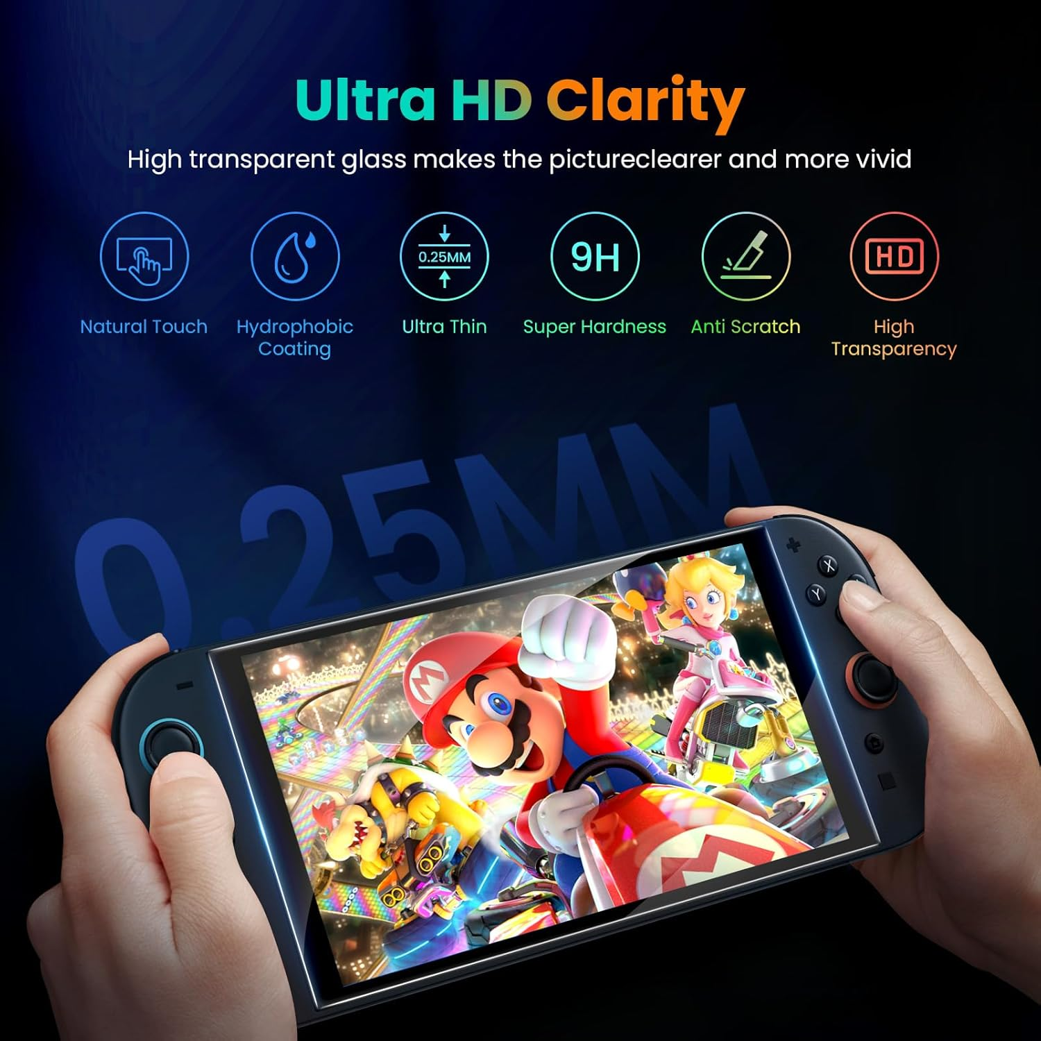 [2 Pack] Lmcpa for 2025 Nintendo Switch 2 Screen Protector, Tempered Glass Easy Installation/Anti-Scratch/High Definition/9H Hardness for 2025 Nintendo Switch 2 image number 2