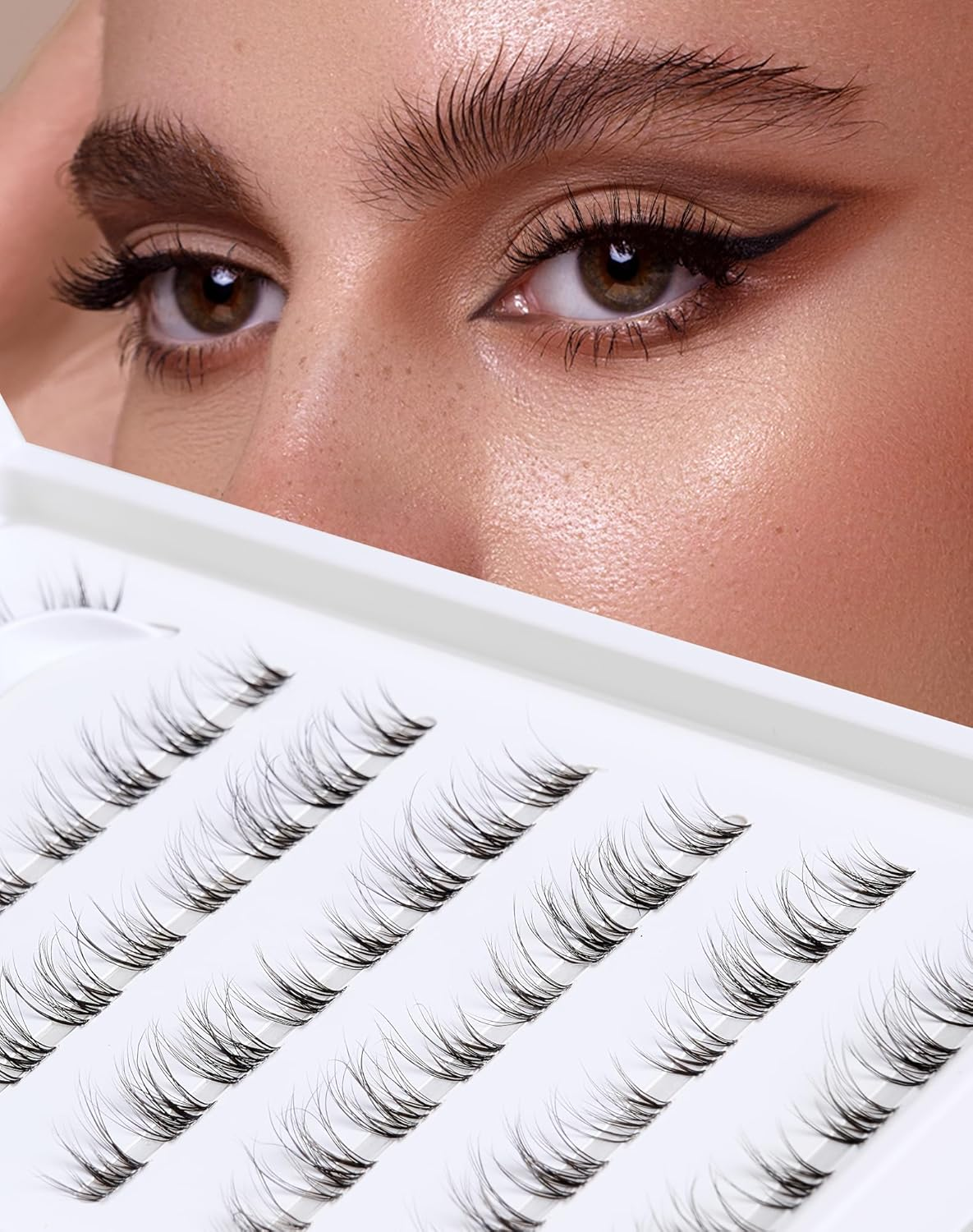 Individual Lashes Cluster Natural Mink Cluster Lash Extensions Small Half Lashes Wispy 3/4 False Eyelashes DIY Lash Extension at Home 7 Pairs DY20 image number 4