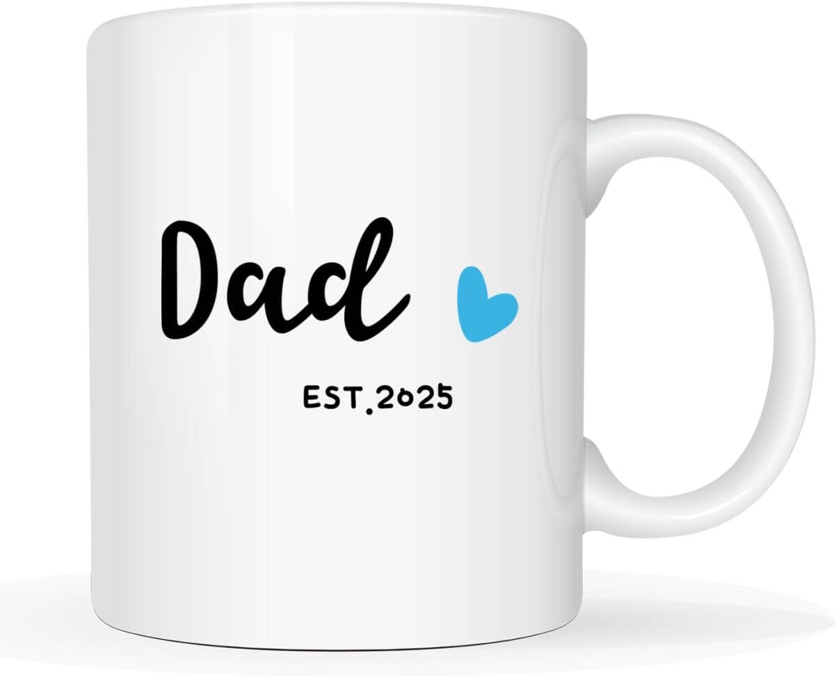 Dad Est 2025 Coffee Mug, Father'S Day New Dad Gifts for Men Him, First Time Dads Cup, White 11 Oz