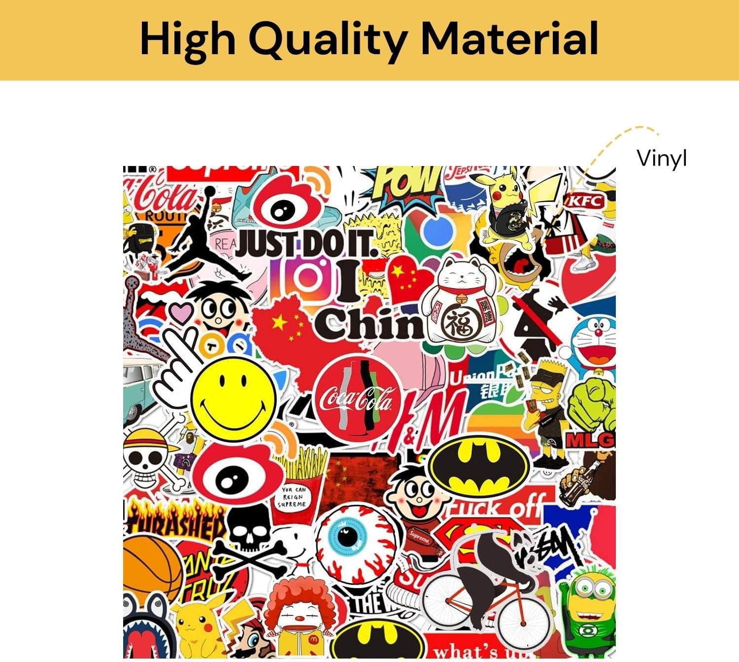 EZONEDEAL Random Sticker 100Pcs Variety Vinyl Sticker Street Fashion Sticker, Cartoon Aesthetic Stickers for Motorcycle Bicycle Luggage Decal Graffiti Patches Skateboard Stickers, Laptop Stickers image number 3