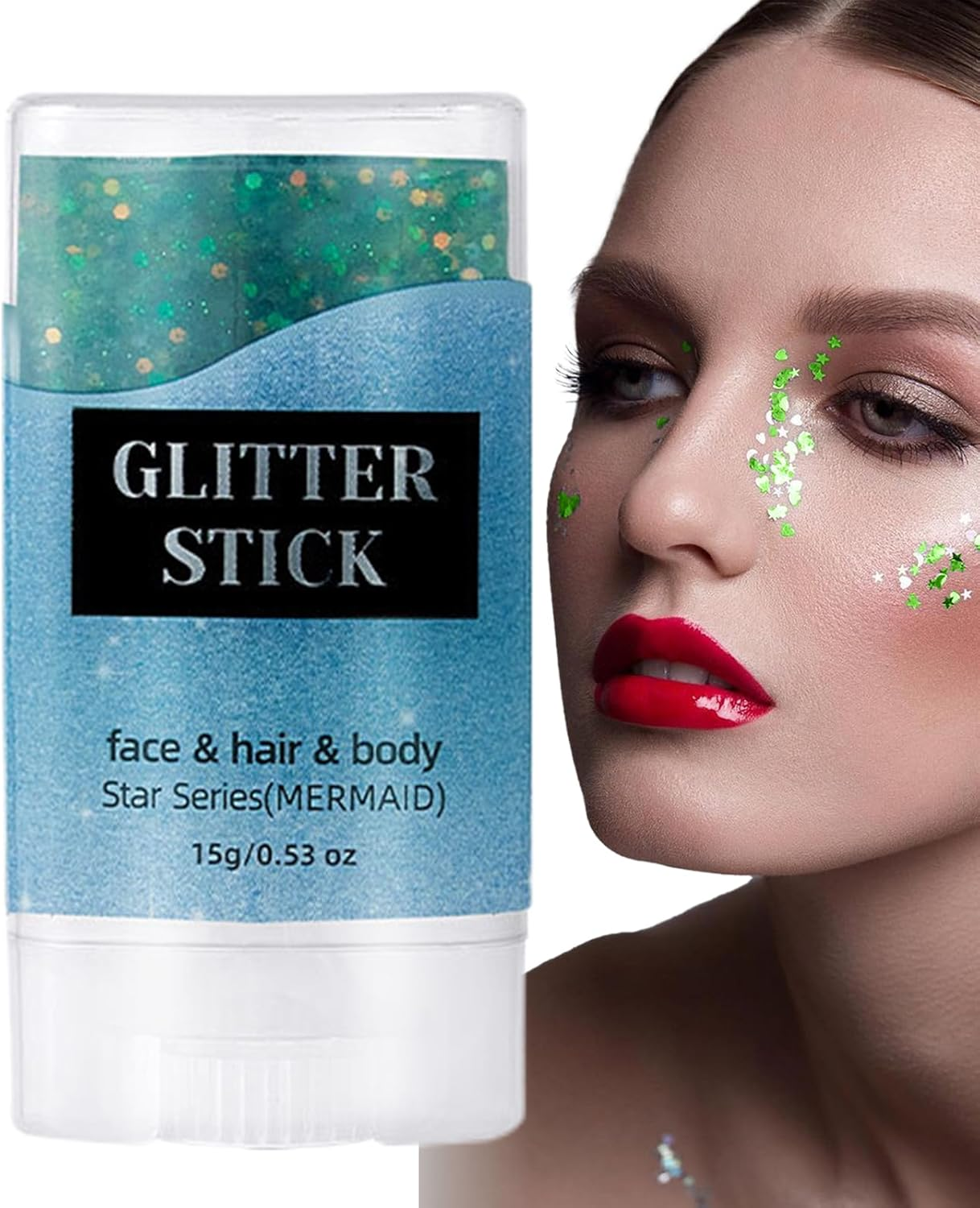 Rronnoy Body Glitter Stick - Shimmer Stick Glitter for Clothes Face,Sparkling Accessories Skin-Friendly Versatile for School Stage Performance Celebration - Blue image number 4