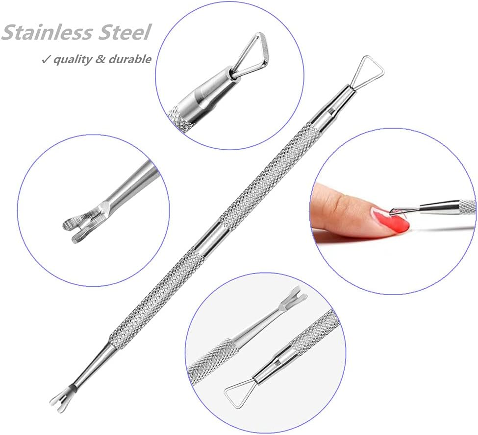 FULINJOY 2PCS Stainless Steel Cuticle Pusher and Cutter, Dual Head Cutter and Trimmer Manicure Tool Set for Fingernail and Toenail image number 1