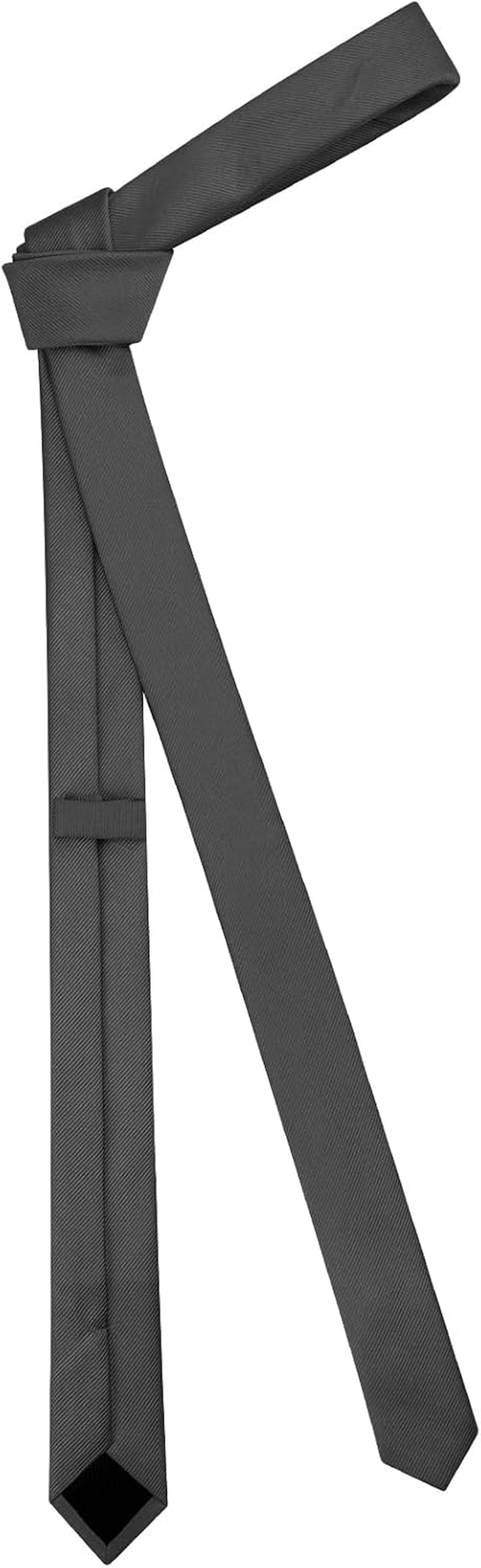 AIMENGWU Men'S Skinny Ties Solid Color Formal Neckties 1.58" (4CM) Slim Striped Thin Black Ties for Men - 003-Bright Red image number 5