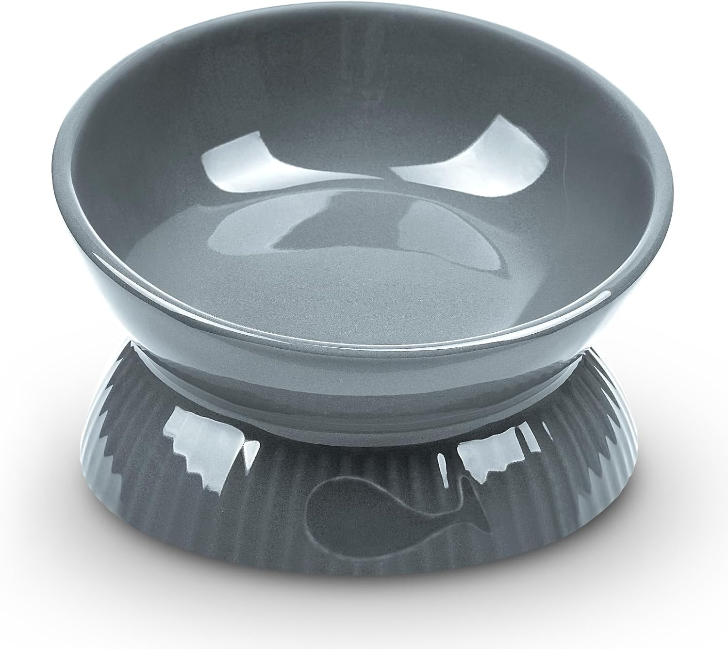 Elevated Cat Bowl, Ceramic Tilted Cat Food Bowl, anti Vomiting, Stress Free on Neck and Spine, Spill-Proof, Anti-Tipping, Dishwasher Safe, Raised Cat Bowls for Indoor Cats, Dry/Wet Food, Blue