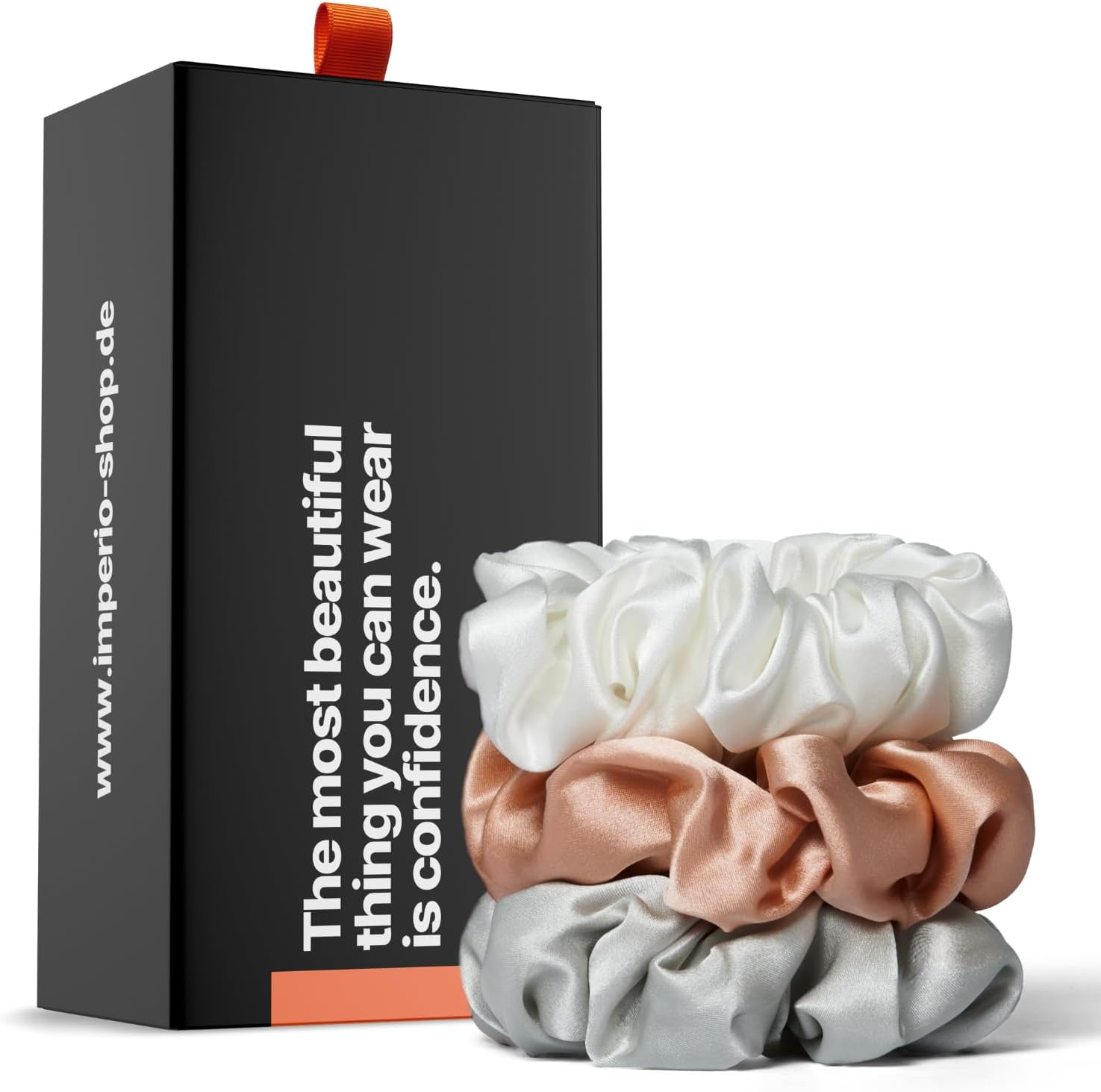 IMPERIO Silk Scrunchies in Exclusive Gift Box - Premium Silk Hair Bobbles Made of 100% Pure Mulberry Silk in 22 Momme Quality - Gentle on Hair against Hair Breakage (Unique) image number 3