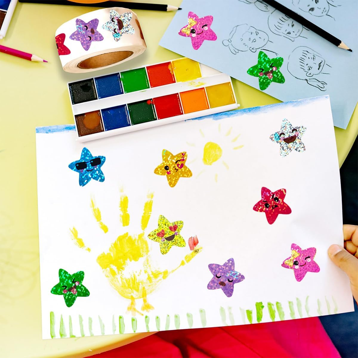 KALYRON 2000 Pcs Multicolor Star Stickers,Fun Reward Stickers for Teachers & Students,Vibrant, Durable & Easy Peel,Perfect for Classroom, Crafts, Charts & Gifts, 4 Rolls image number 6