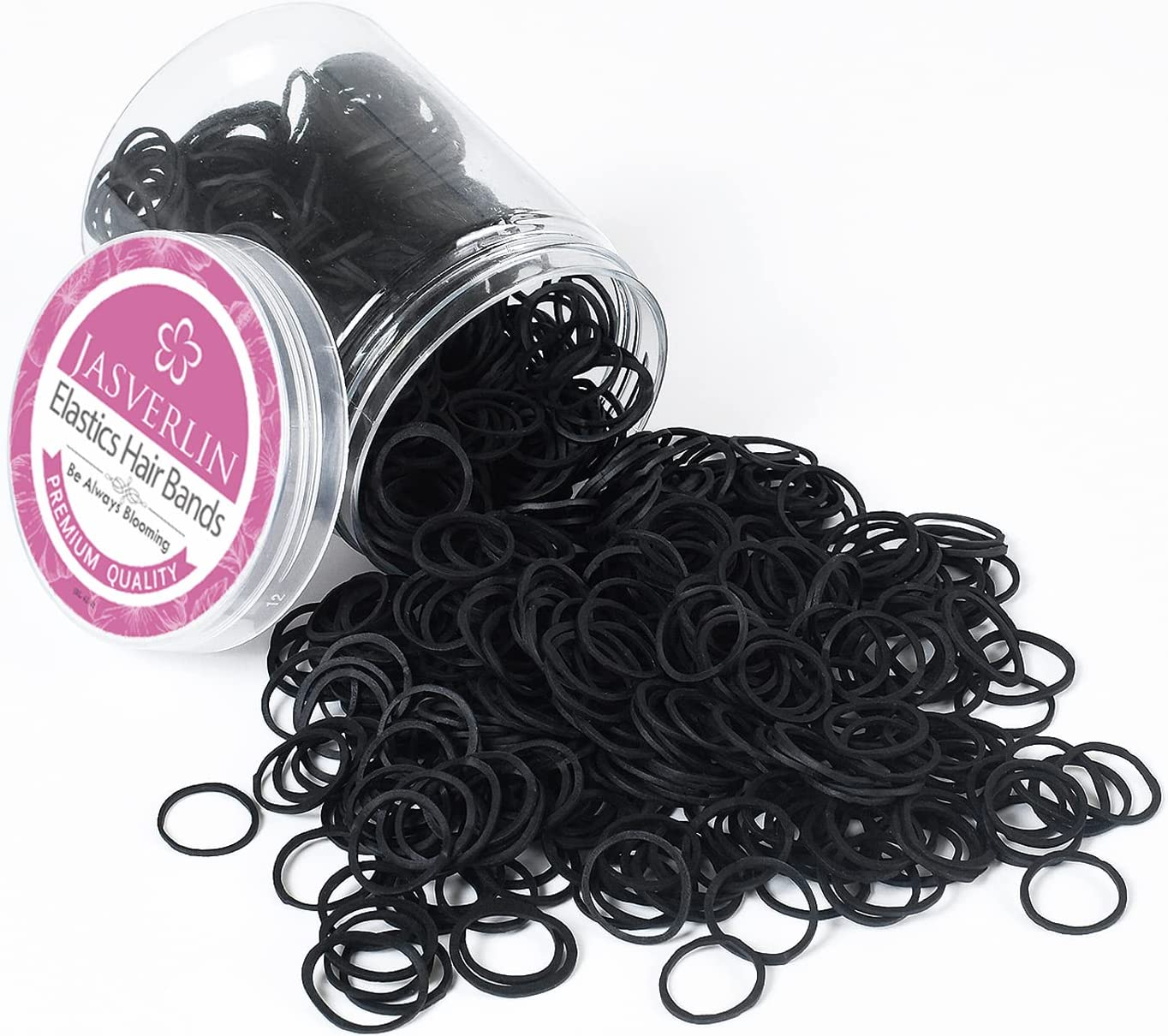 Black Rubber Bands 1000Pcs, Small Baby Hair Ties Ponytail Holder Tiny Hair Elastics Bands for Girls Women 1/2Inch