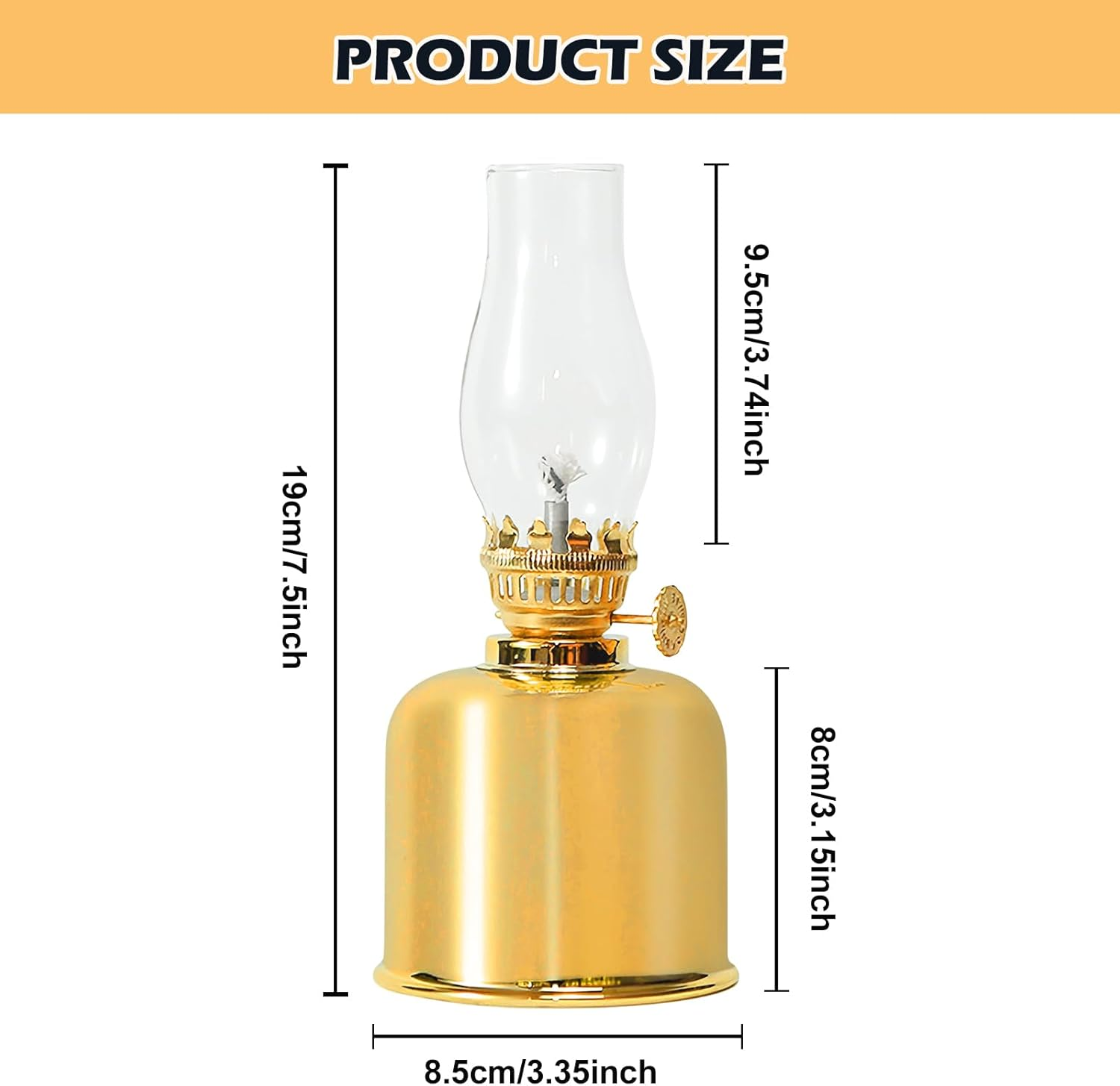 Petroleum Lamp for Indoor Use, Oil Lamp Lantern Metal, Oil Lamps Made of Glass Retro Nostalgia Transparent Adjustable Brightness Windproof Decorative Oil Lamp for Living Room Dining Room