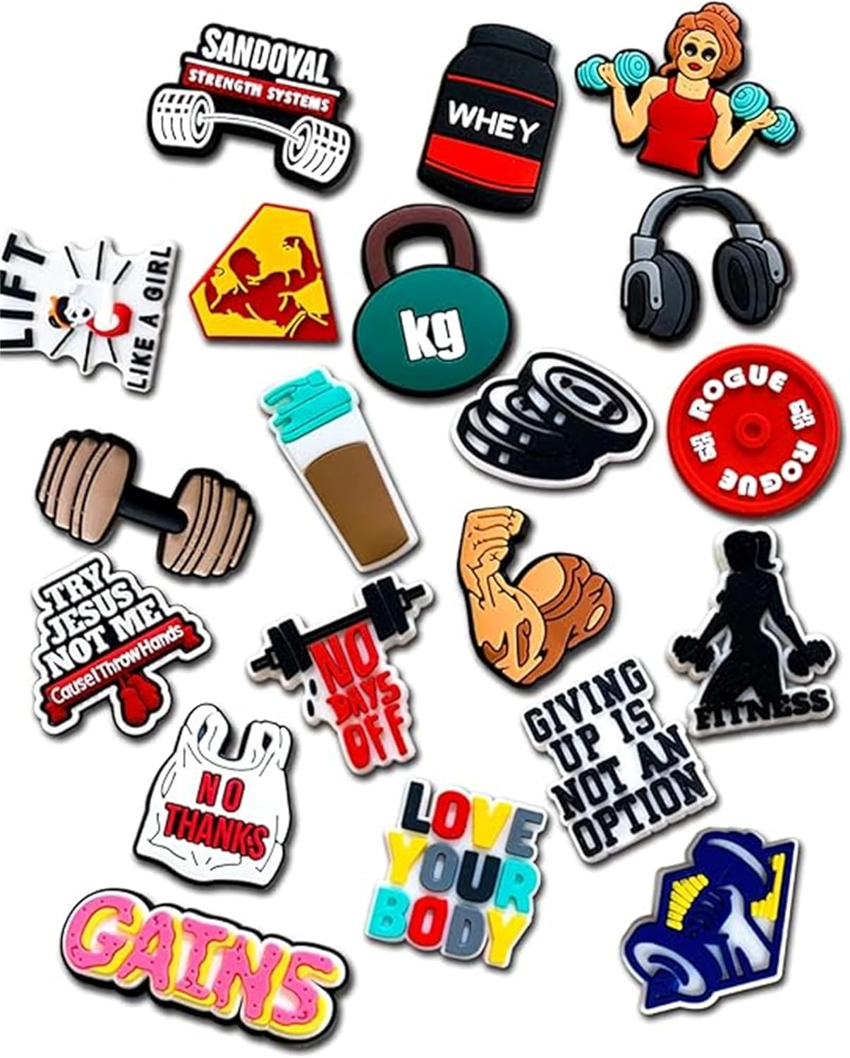 30PCS Gym Shoe Charms for Clog Decoration, Sport Fitness Croc Charms Pin Accessories for Adult Men Women Teens Boys Party Favor image number 5