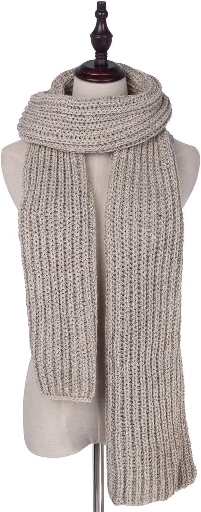 Chalier 2 Pieces Winter Beanie Hat Scarf Set Warm Thick Knit Hat Beanie Skull Caps Scarfs for Women Men Gifts - A-Black image number 3