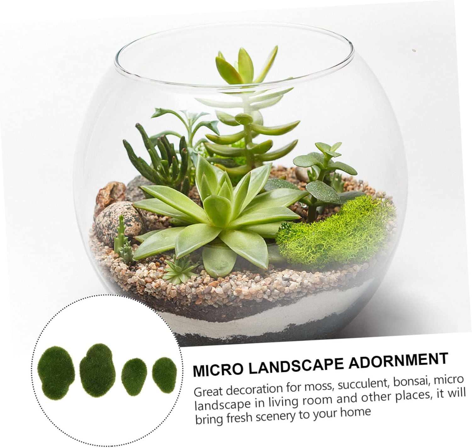 20Pcs Artificial Moss Stone Fish Tank Mossy Stone Faux Stone Simulated Mossy Stone Artificial Rock for Moss Miniatures Terrarium Moss Stones Vivid Mossy Landscape Stone Green Foam image number 4