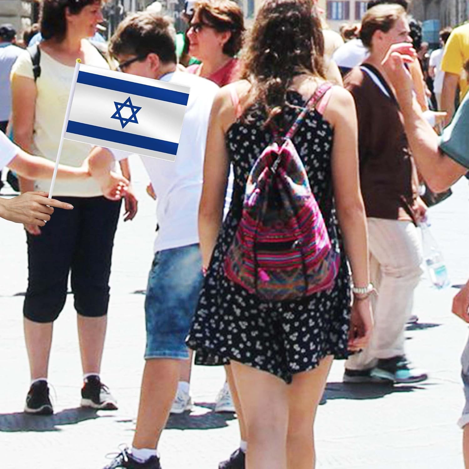 Israel Handheld Small Flag Set,10 PCS 5&times;8 Inch Mini Israelis Hand Held Banner,Tiny Digital Printed Polyester Banner