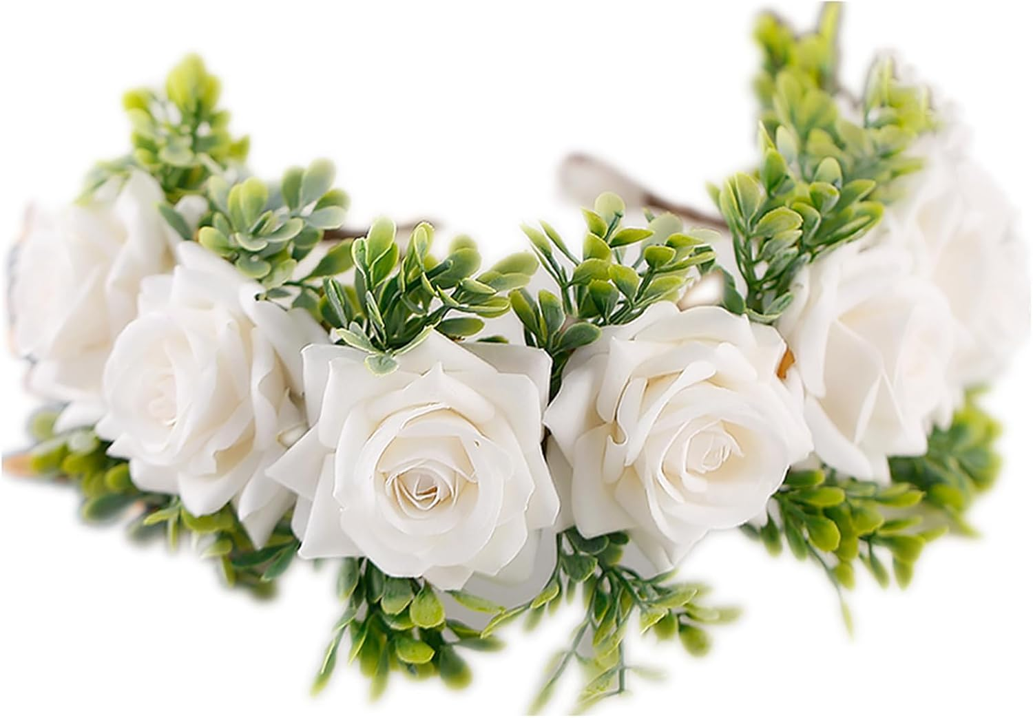 Ynimioaox Women Halloween Flower Crown,Photography Flower Headband,Bridal Accessories,Floral Girl Headpiece for Festival Wedding Party - A11-Pure White image number 5