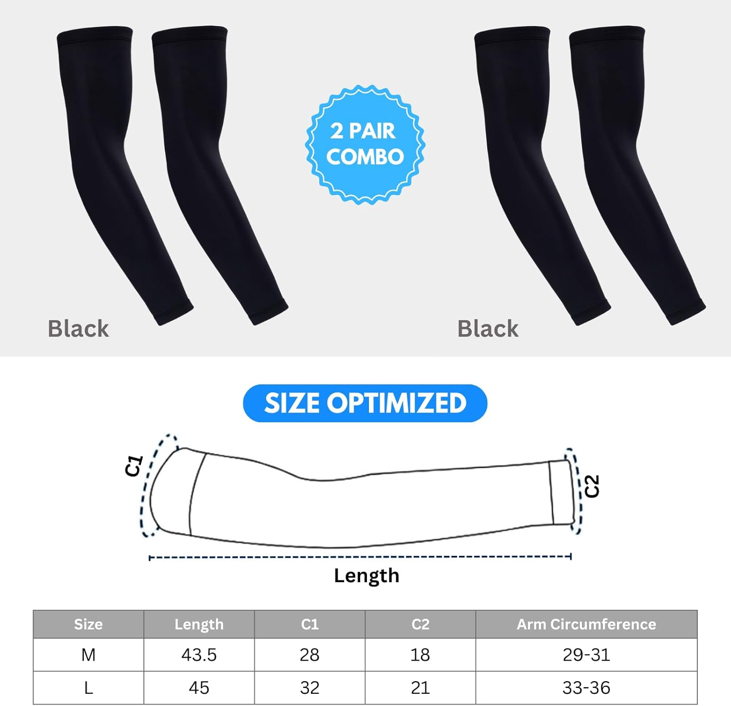 Men&rsquo;S Compression Arm Sleeves for Sun Protection UPF 50(2 Pairs), Cooling UV Protection Sleeves for Basketball, Golf, Cycling, Running, Driving, Volleyball, Fishing, Sports image number 1