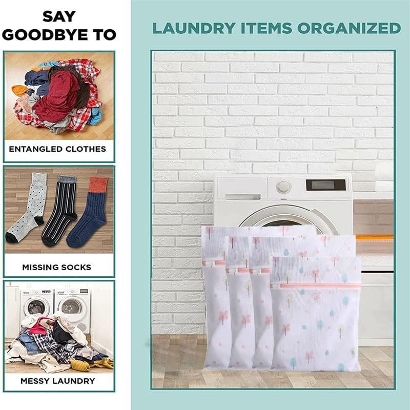 4PCS Cute Delicates Wash Bag Laundry Lingerie Bra Washing Pack Set Clothes Case image number 3