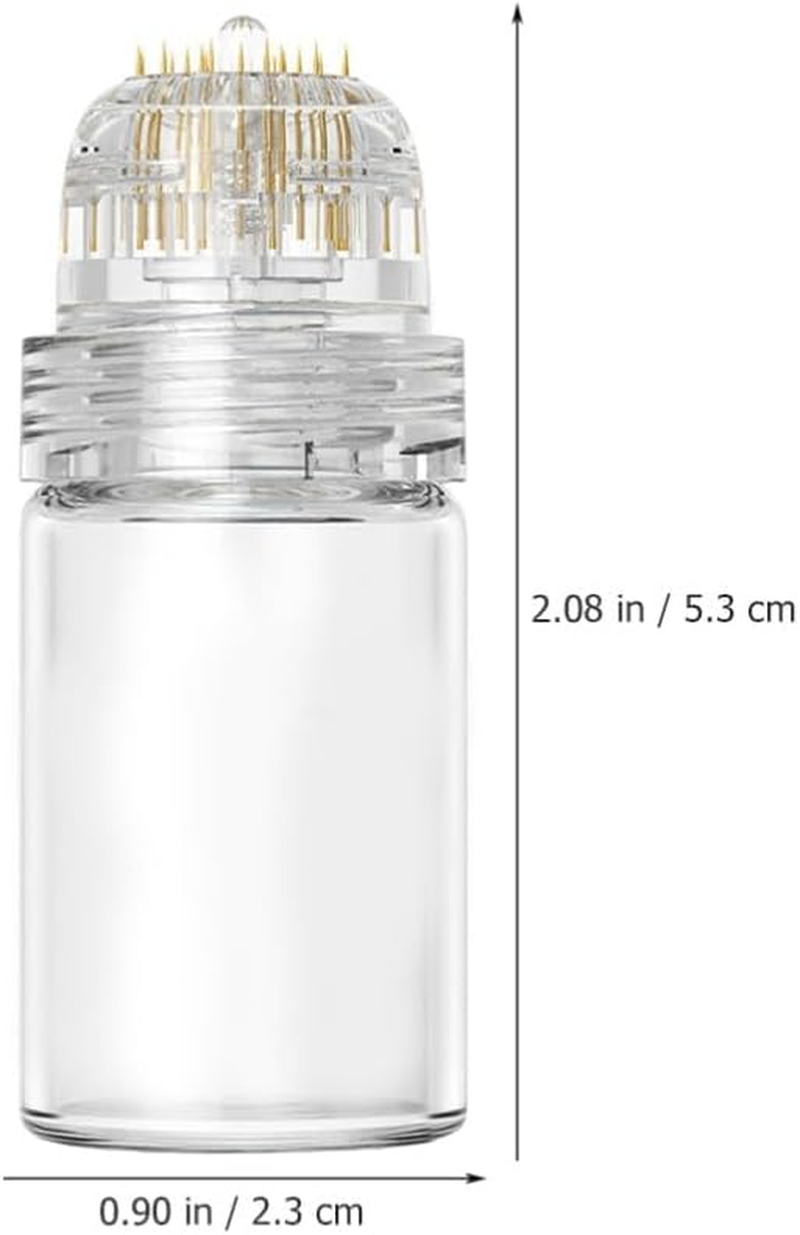 Derma Stamp Hydra Roller H20 Facial Skincare Tool with 4 Gold Titanium 0.25Mm/0.5Mm Replacement Heads & Serum Applicator, Reusable Device for Hair, Beard,Skin (0.25Mm)