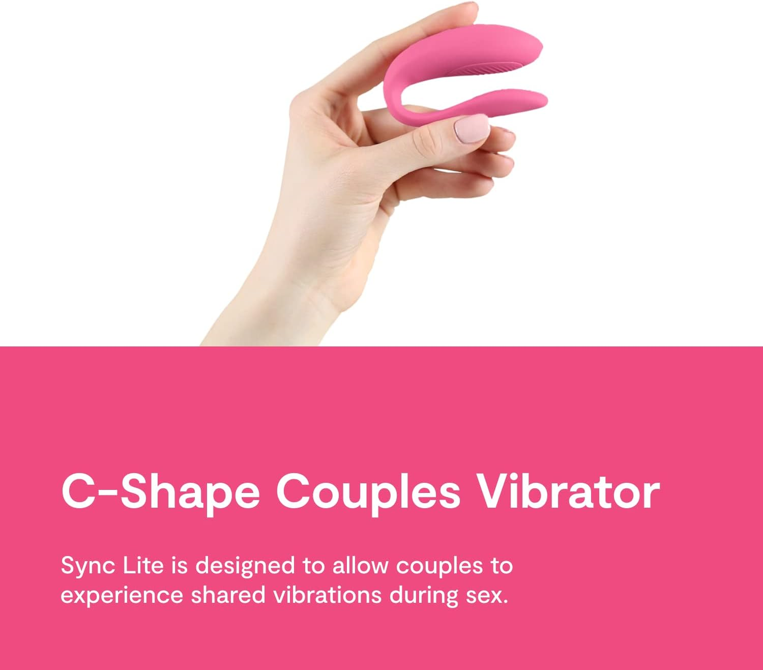 We-Vibe Sync Lite Couples Vibrator &ndash; App Controlled C-Shape Vibrator &ndash; Wearable Vibrating Couples Adult Sex Toy &ndash; G-Spot and Clitoris Dual Stimulation &ndash; USB Rechargeable - Coral Pink - Pink image number 6