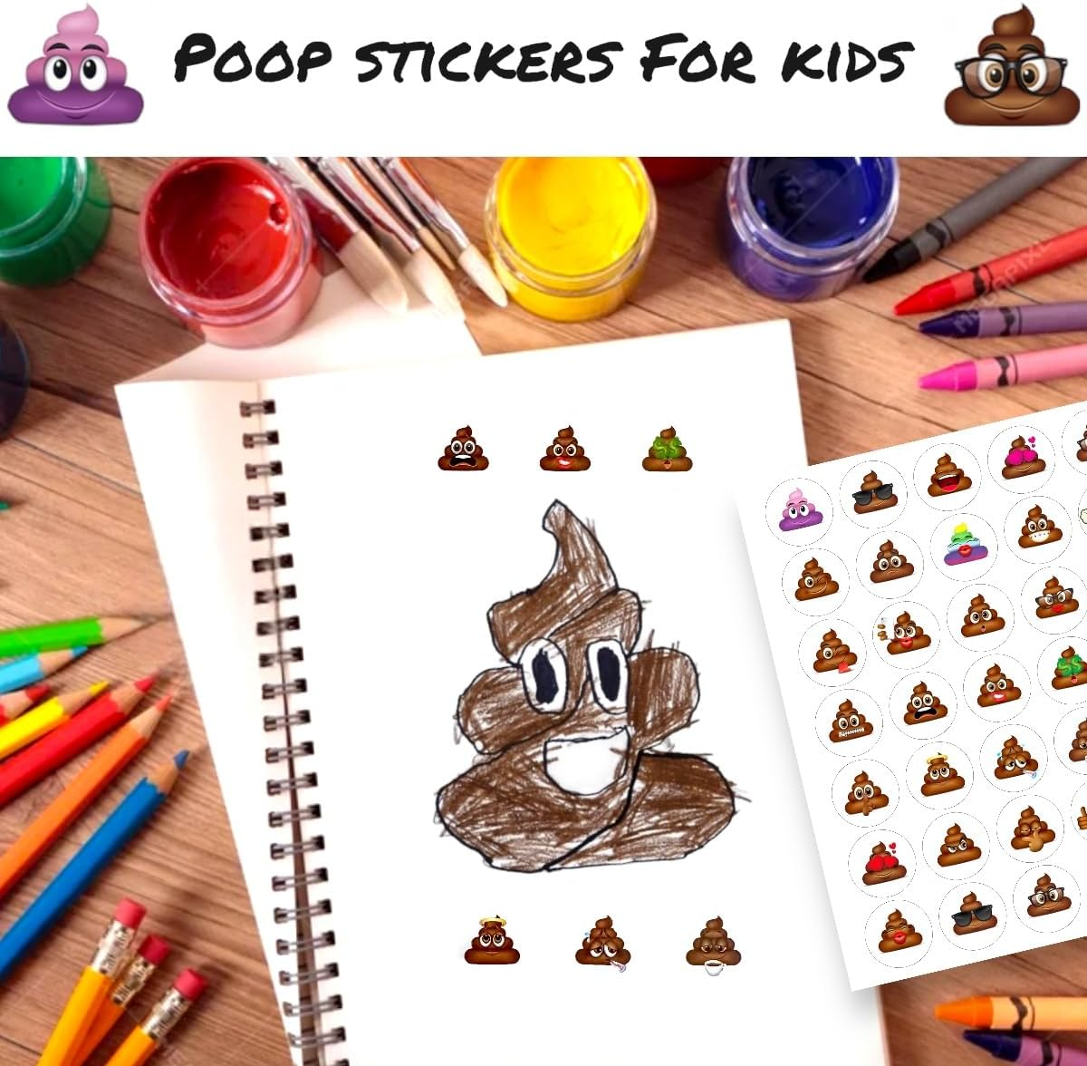 Poop Stickers - 420 Cute Stickers for Poop Party Decorations, Potty Traininga and Poop Party Supplies (420) image number 5