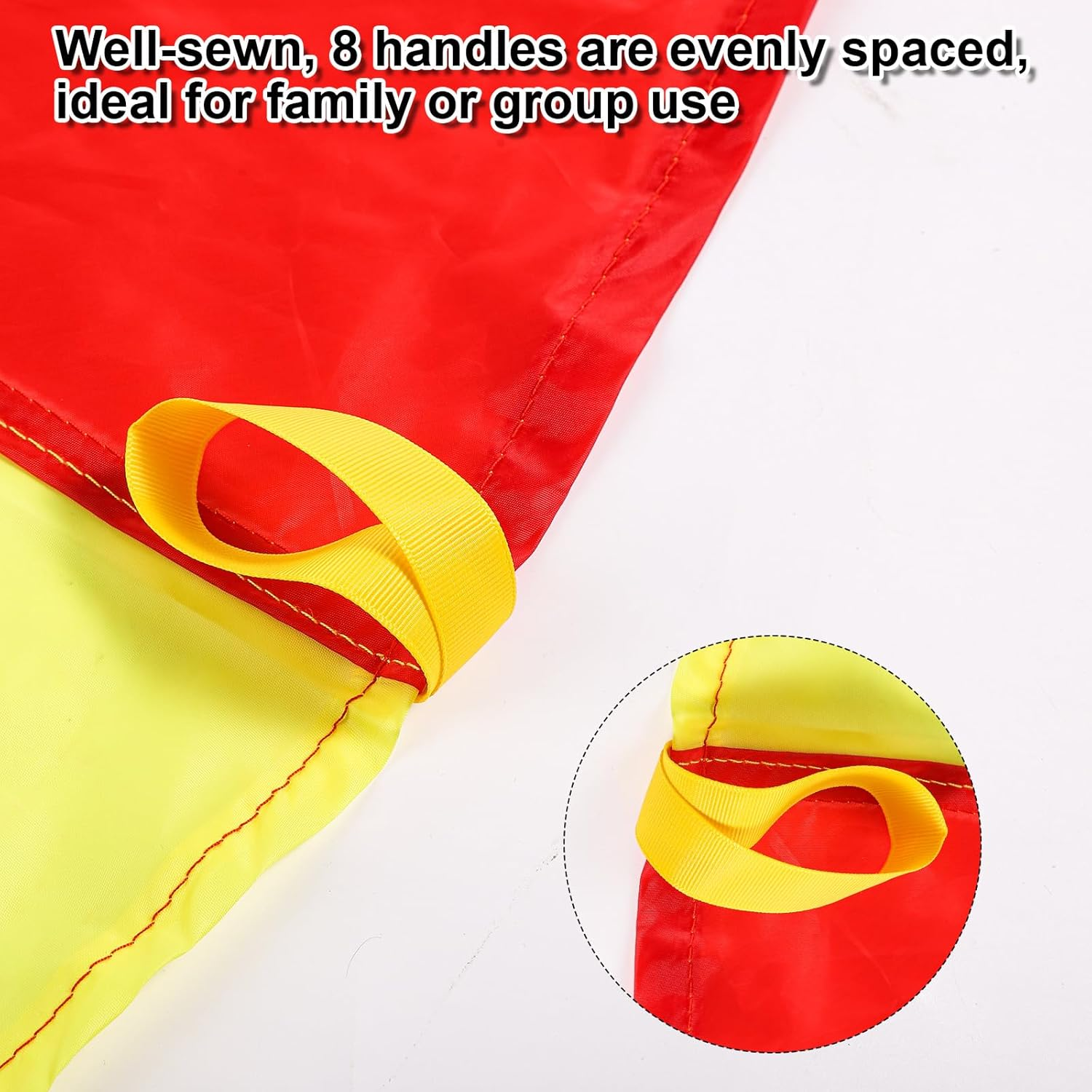Parachute Toys, Rainbow Parachute with Diameter 1.85 M for Kids Kids Parachute with Handles for 6-8 People for Indoor and Outdoor Team Games image number 4