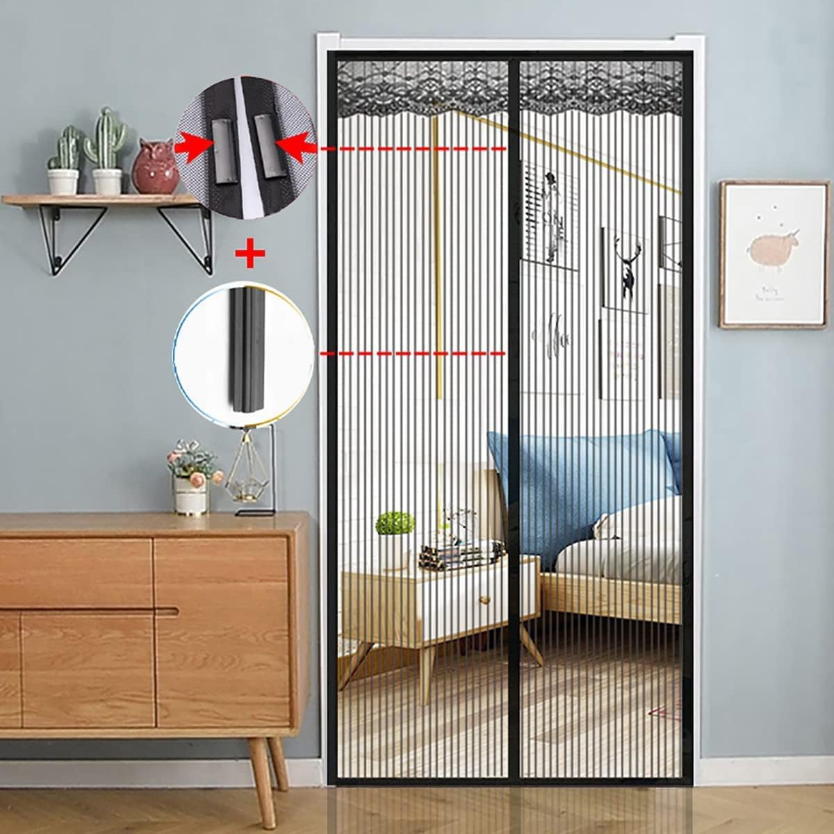 Magnetic Screen Door,Self Sealing anti Mosquito Magnetic Partition Curtain Pet and Kid Friendly Screen Door (100 X 230 CM) image number 3