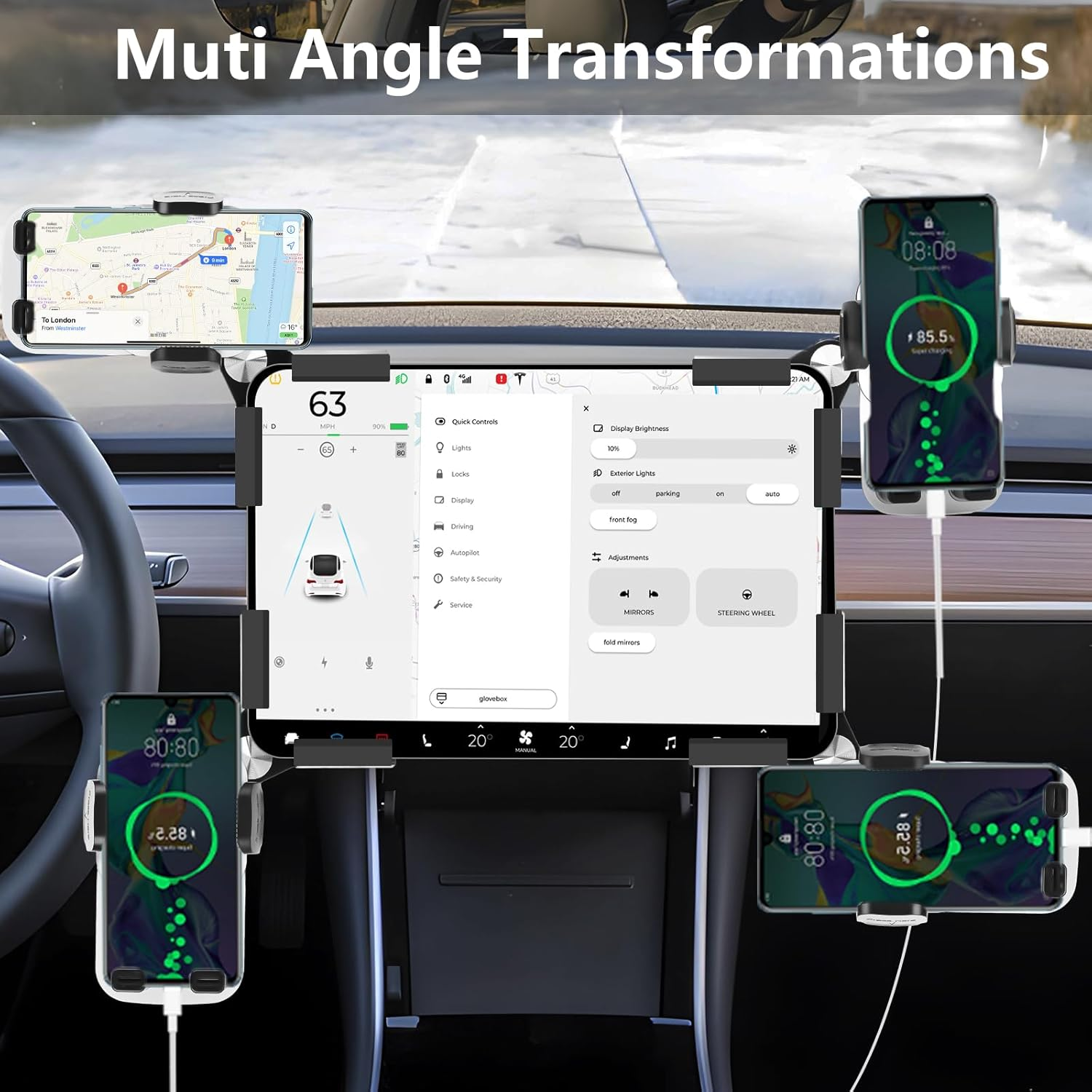 BSADIY Phone Mount for Tesla - Universal Adjustable Mount for Model 3/Y/Cybertruck Screen, Non-Adhesive, Fits All Phones image number 4