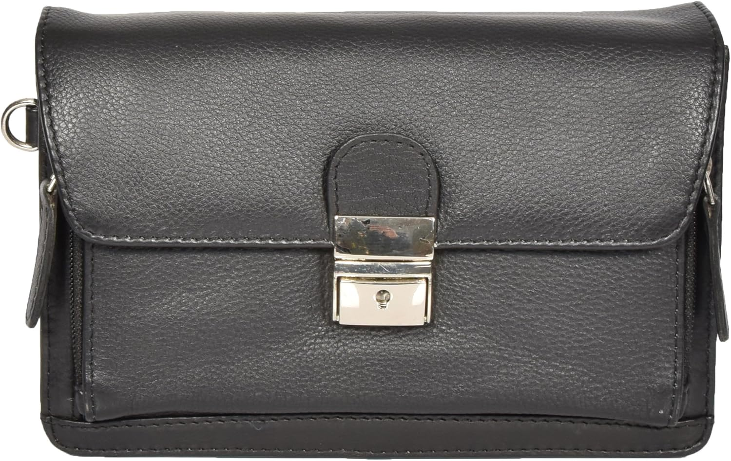 Mens Leather Wrist Bag Mobile Travel Cab Money Organiser Pouch HOL584 Black image number 3