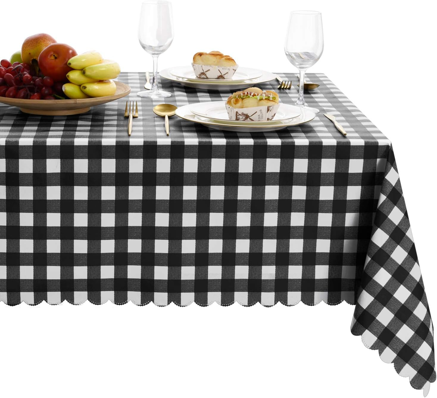 Hiasan Clear Plastic Tablecloth Rectangle - 100% Waterproof Oilproof Stain Resistant Wipeable Transparent Vinyl Table Cloth Protector, 70 X 70 Inch