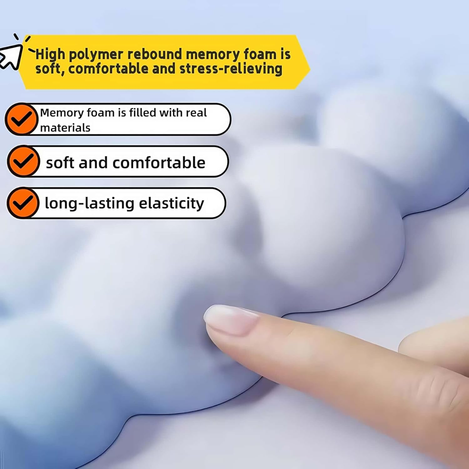 Cloud Wrist Rest Support Pad Set for Keyboard and Mouse, Cute Ergonomic Computer Gaming Accessories Arm Rest Cushion for Desk (Grey) image number 4