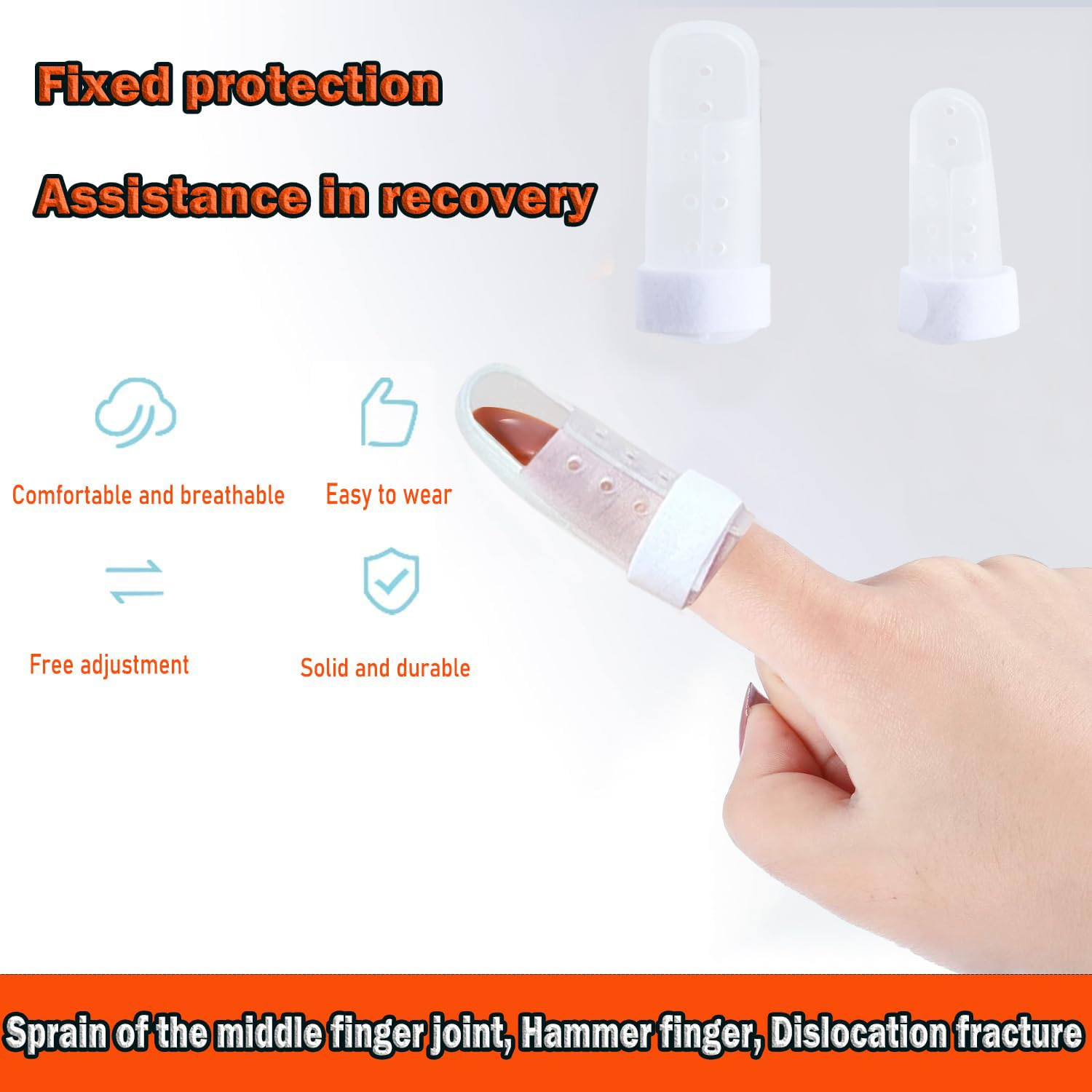 5Pieces Finger Splints for Mallet Finger and Arthritis, Adjustable Support Brace for Finger, Thumb Straightening (Clear 5 Sizes) image number 5