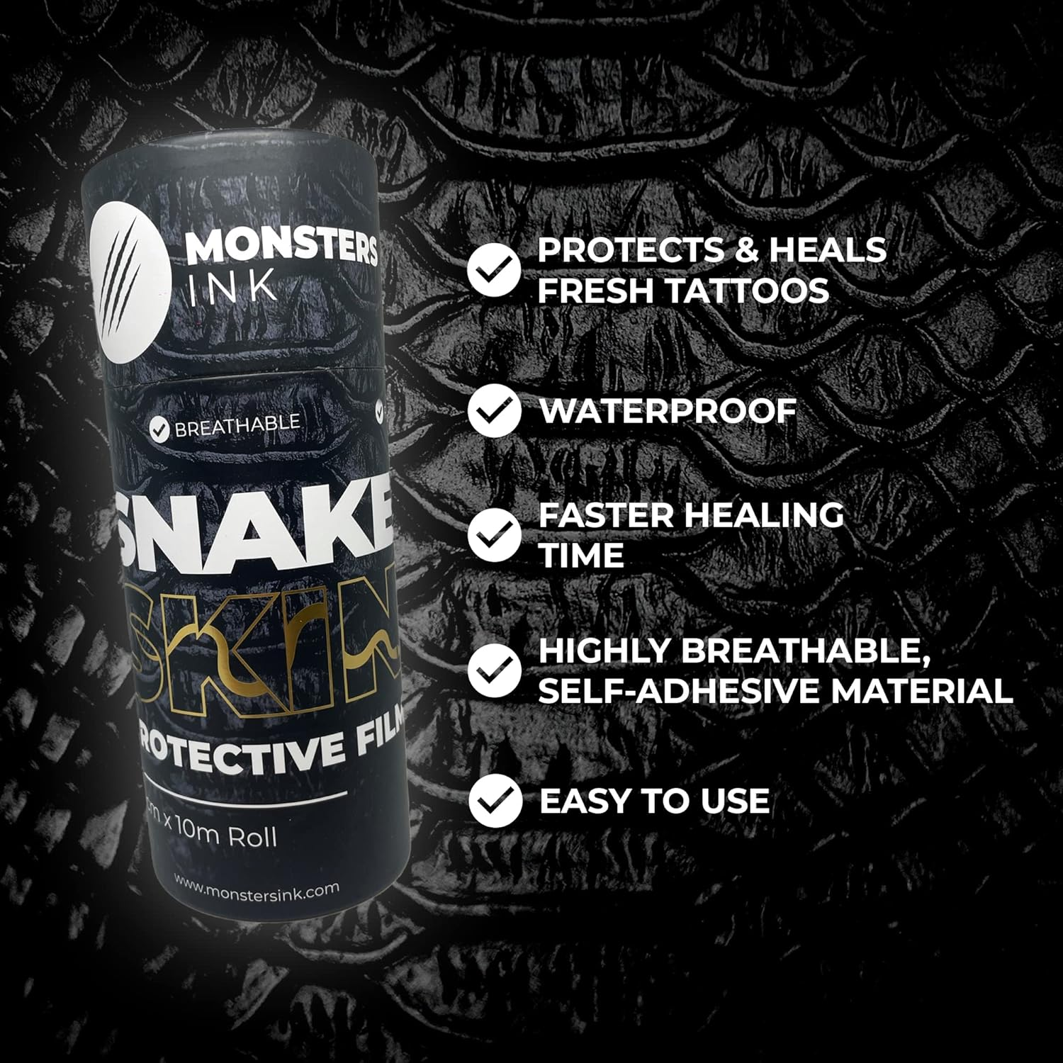 Monsters Ink Tattoo Matte Second Skin Tattoo Cover Tattoo Bandage Waterproof Second Skin Transparent Dressing Bandage for Faster Healing (15Cm X 10M Roll) image number 4