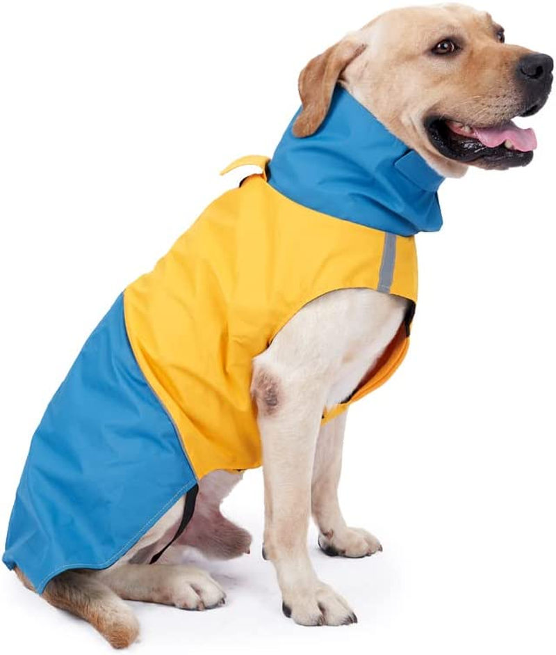 XXXL Warm Dog Coats - Windproof Winter Outdoor Jackets, Cold Weather Waterproof Raincoats with Leash Hole, Blue+Yellow