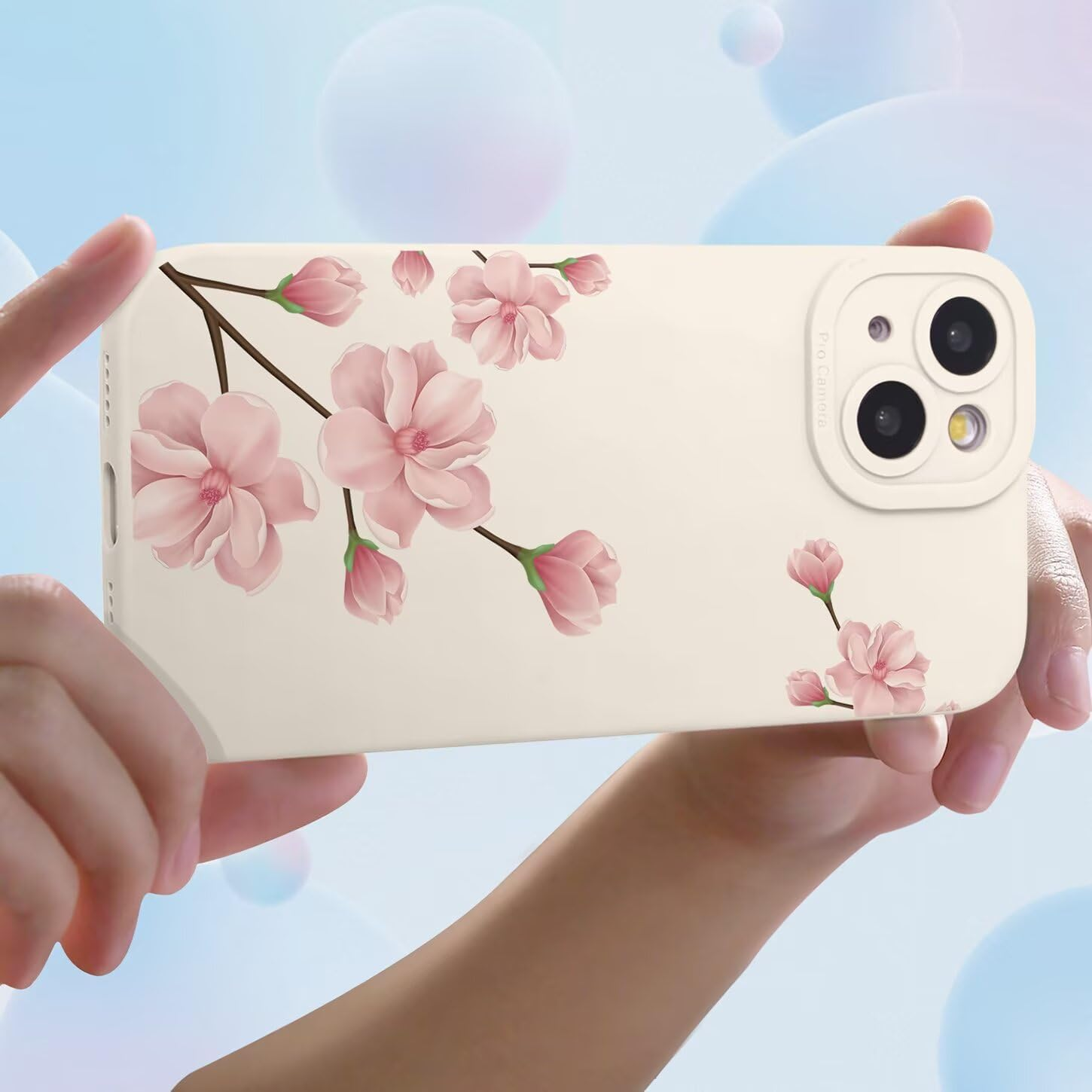 ILING Liquid Silicone Case for Oppo Reno 13 5G, Ultra Thin Elegant Flowers and Cute Cartoon Pattern Women'S Mobile Phone Case, Soft TPU Bumper Shockproof Protective Case (White Q07) image number 4