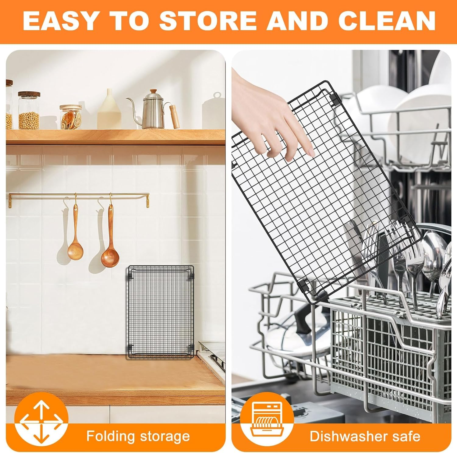 HOLADAWN 2Pcs Stainless Steel Cooling Rack with Collapsible Legs Perfect for Baking, Cooking, Roasting, Grilling, and Drying image number 4