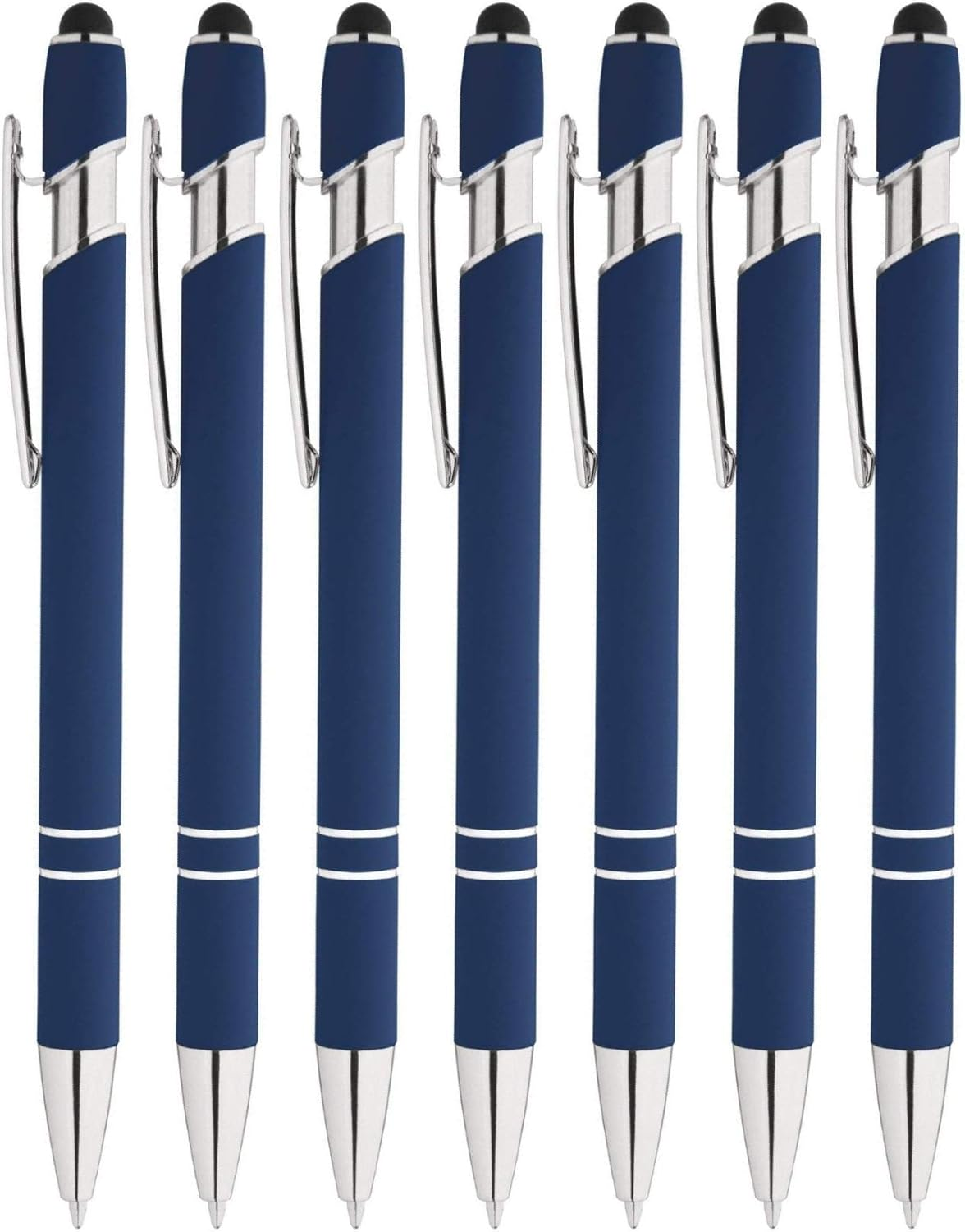 Alpha Ellipse Soft Touch Ballpoint Pen with Stylus Is a Stylish, Premium Metal Pen, Black Ink, Medium Point. Box of 7 (DARK BLUE) - Black image number 4