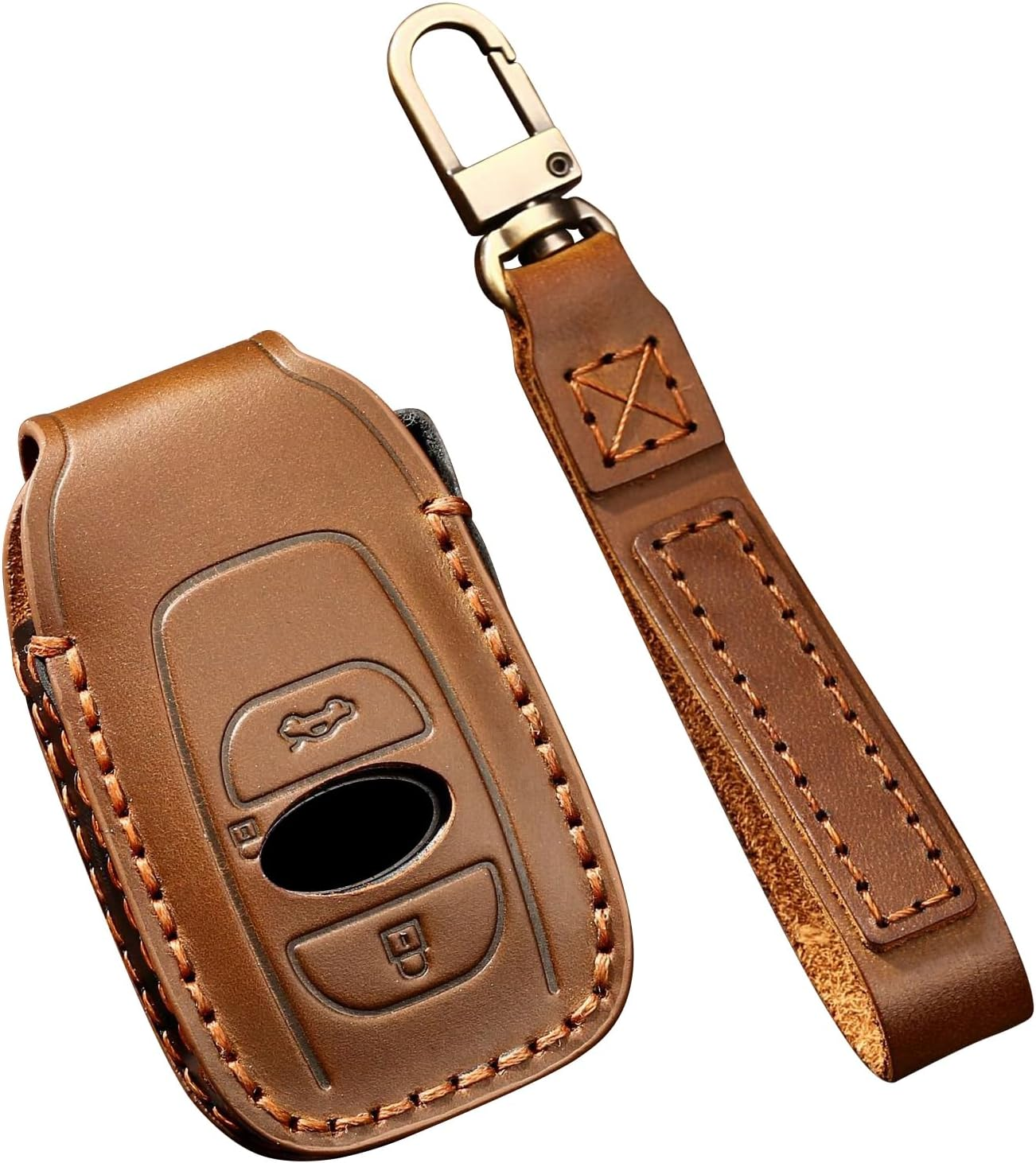 Ontto Key Case Fit for Subaru Ascent BRZ Crosstrek Forester Impreza Legacy Levorg Outback STI WRX XV Leather Remote Key Fob Cover Keyring Accessories Key Shell Keychain Key Holder Black