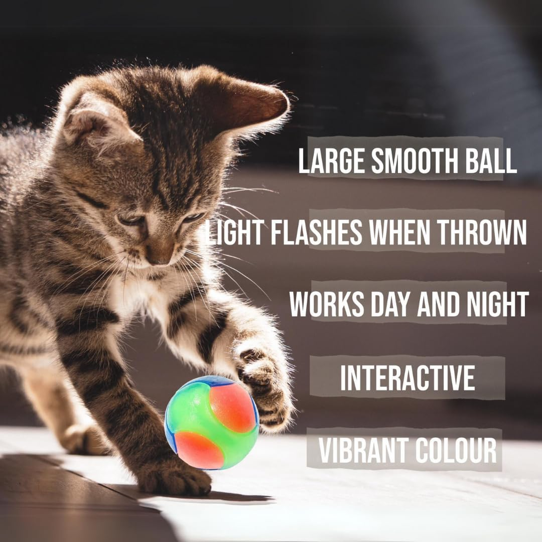 Small, Large, 5Cm/2In, 7Cm/2.8In Light-Up Cat & Dog Flashing Elastic Ball Bouncy Works in the Dark Interactive Jumping Blinking Toys for Pets (1 Pc Large Smooth Ball) image number 5