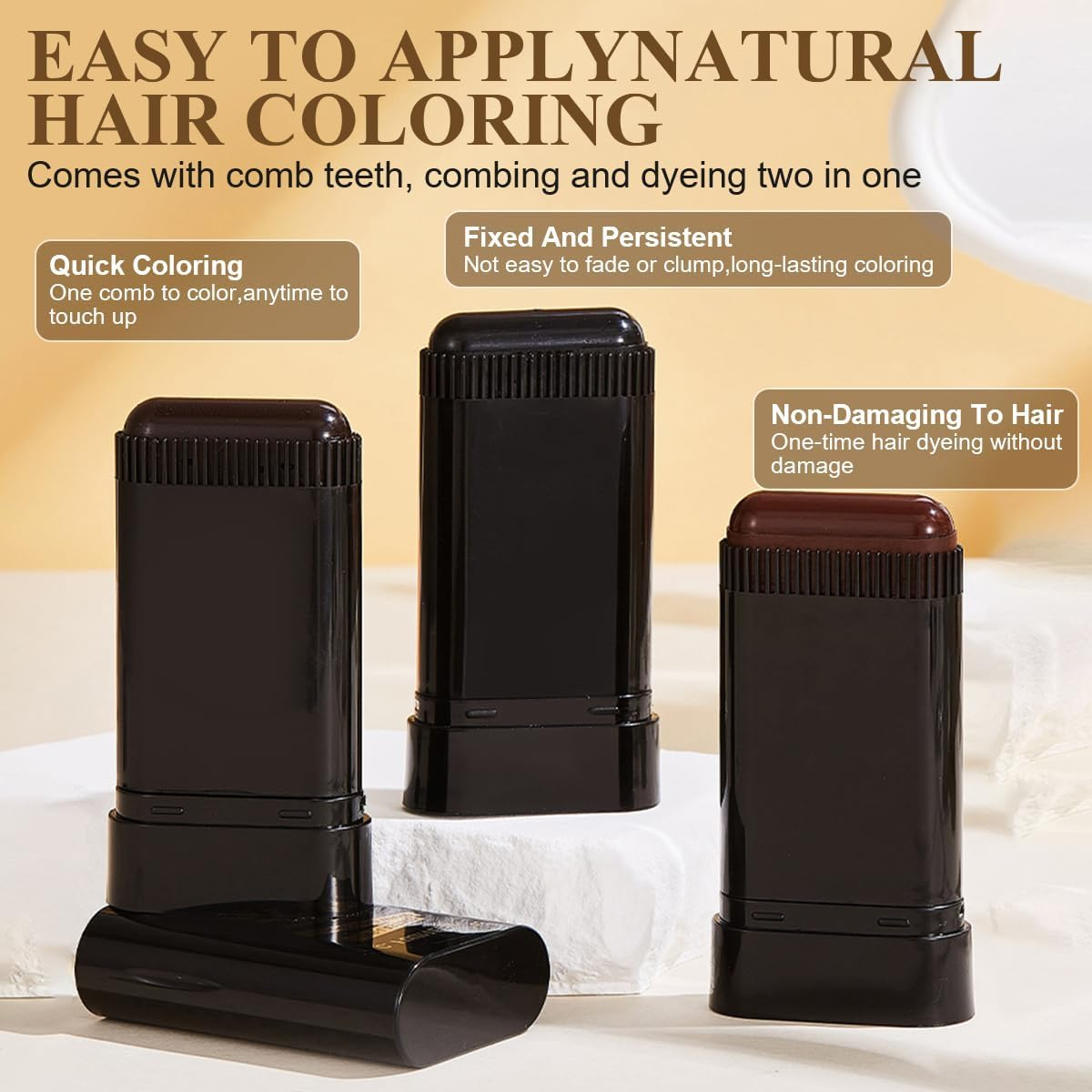 2-In-1 Hair Dye Comb for Quick Root Touch up &ndash; Temporary Hair Color Stick for Gray Coverage, Waterproof & Sweatproof Root Concealer for Women, Gentle Ammonia-Free Formula for Sensitive Scalp image number 3