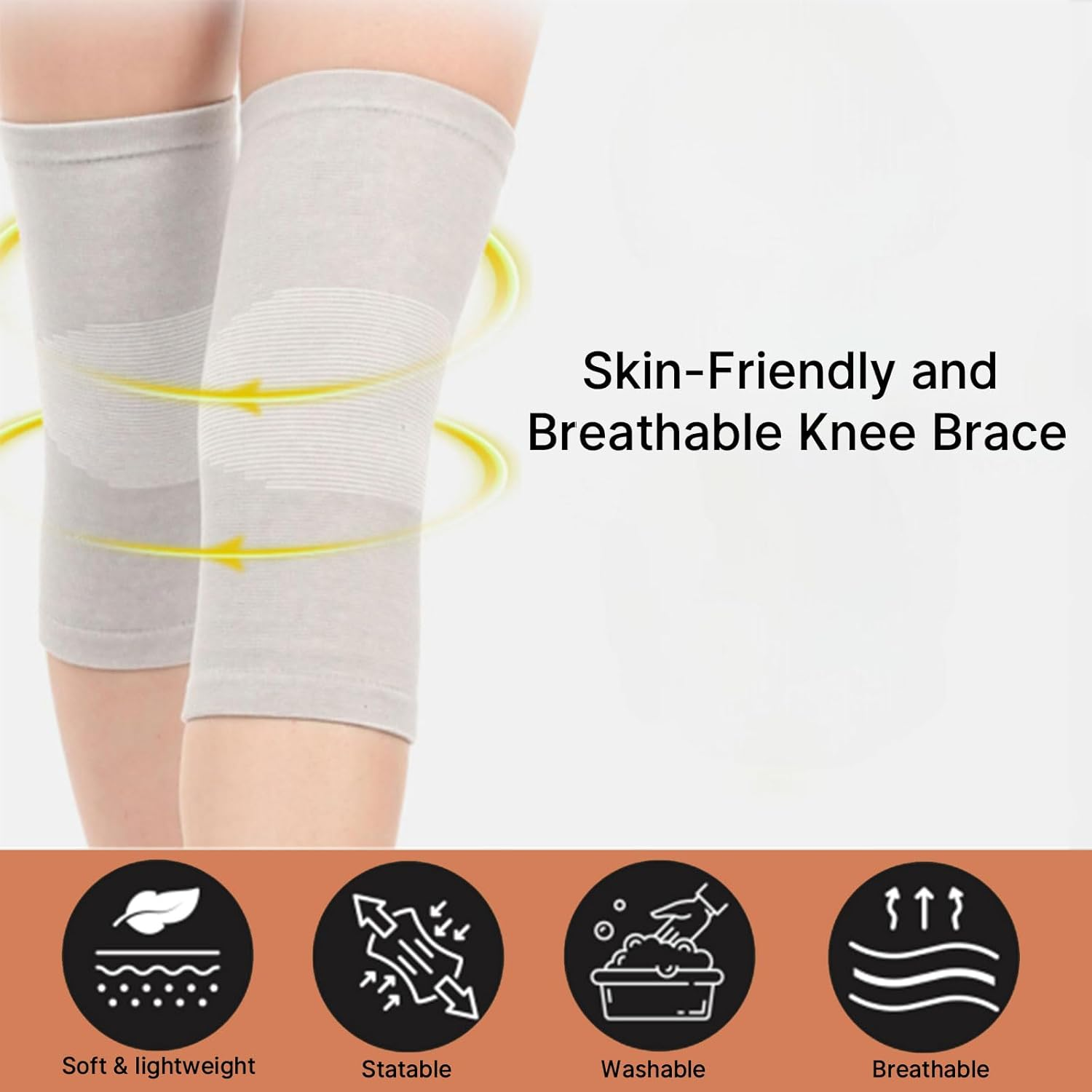 Bamboo Knee Sleeves for Men & Women &ndash; Compression Sleeve for Running, Volleyball, Weightlifting &ndash; Knee Support Brace with Breathable Bamboo Yarn for Enhanced Circulation & Pain Relief (L） image number 5