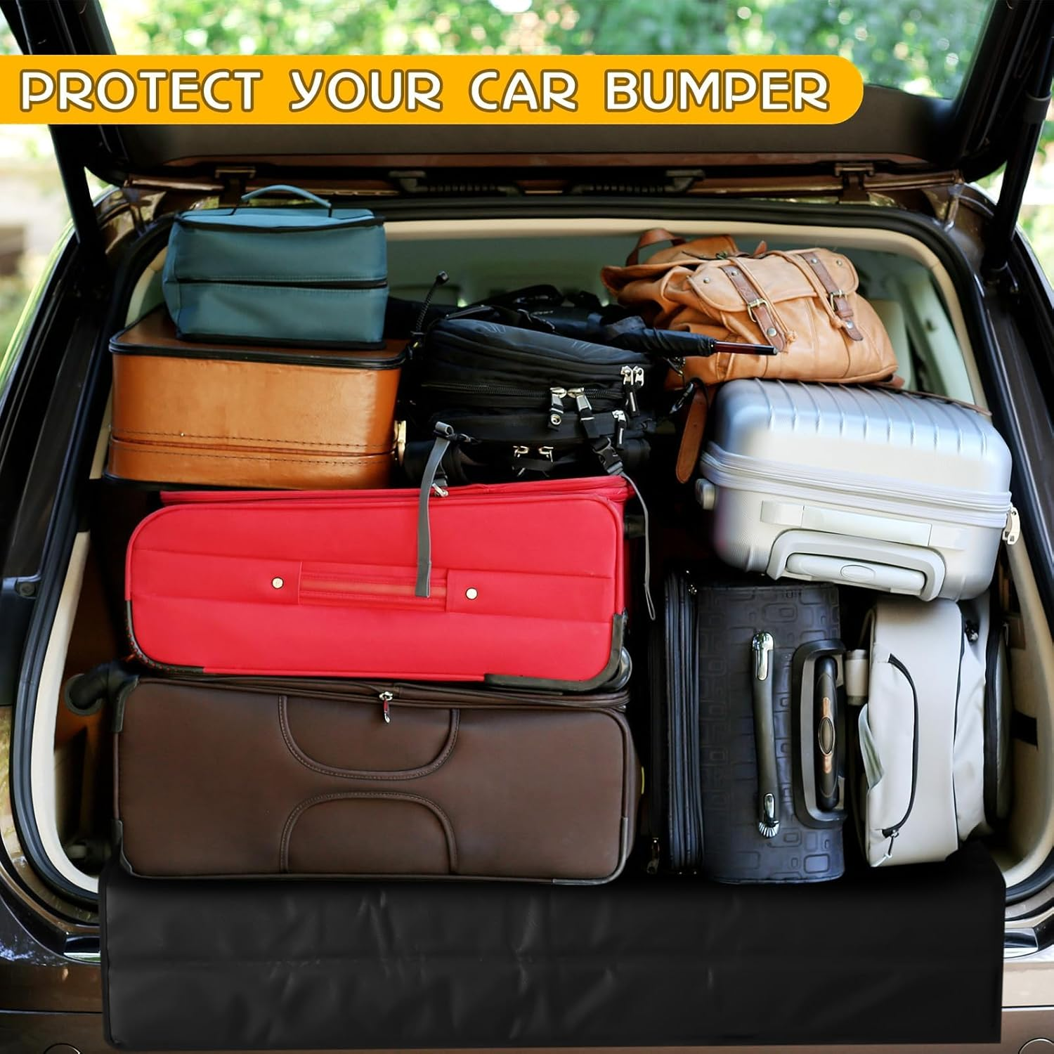 Large Bumper Guard for Cars 41 X 25 Inches Rear Bumper Protector Foldable Universal SUV Trunk Mat for Preventing Scratches While Unloading and Loading, Black image number 3